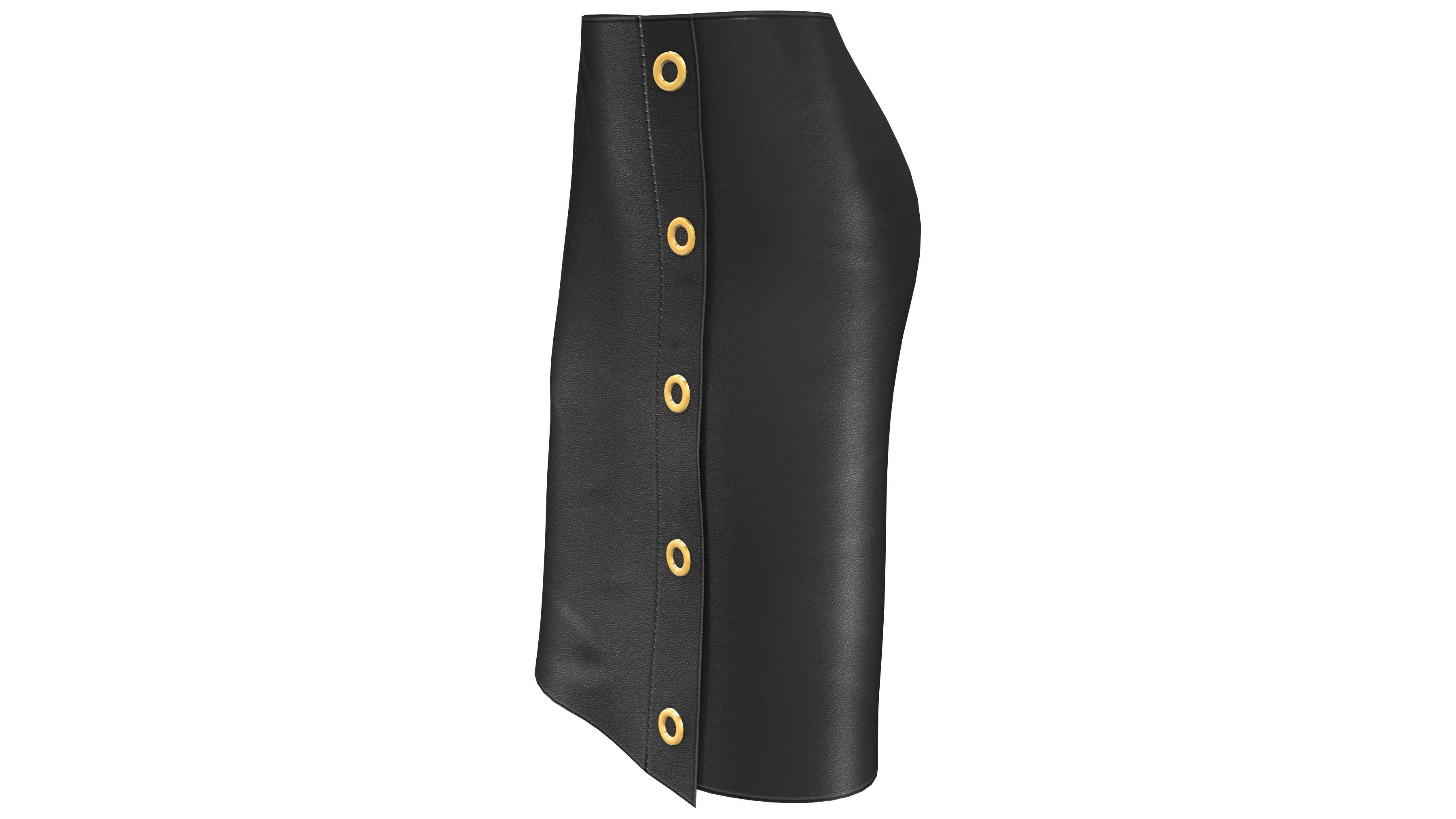 Female Grommets Wrapped Tarpaulin Skirt Low-poly 3D model_3