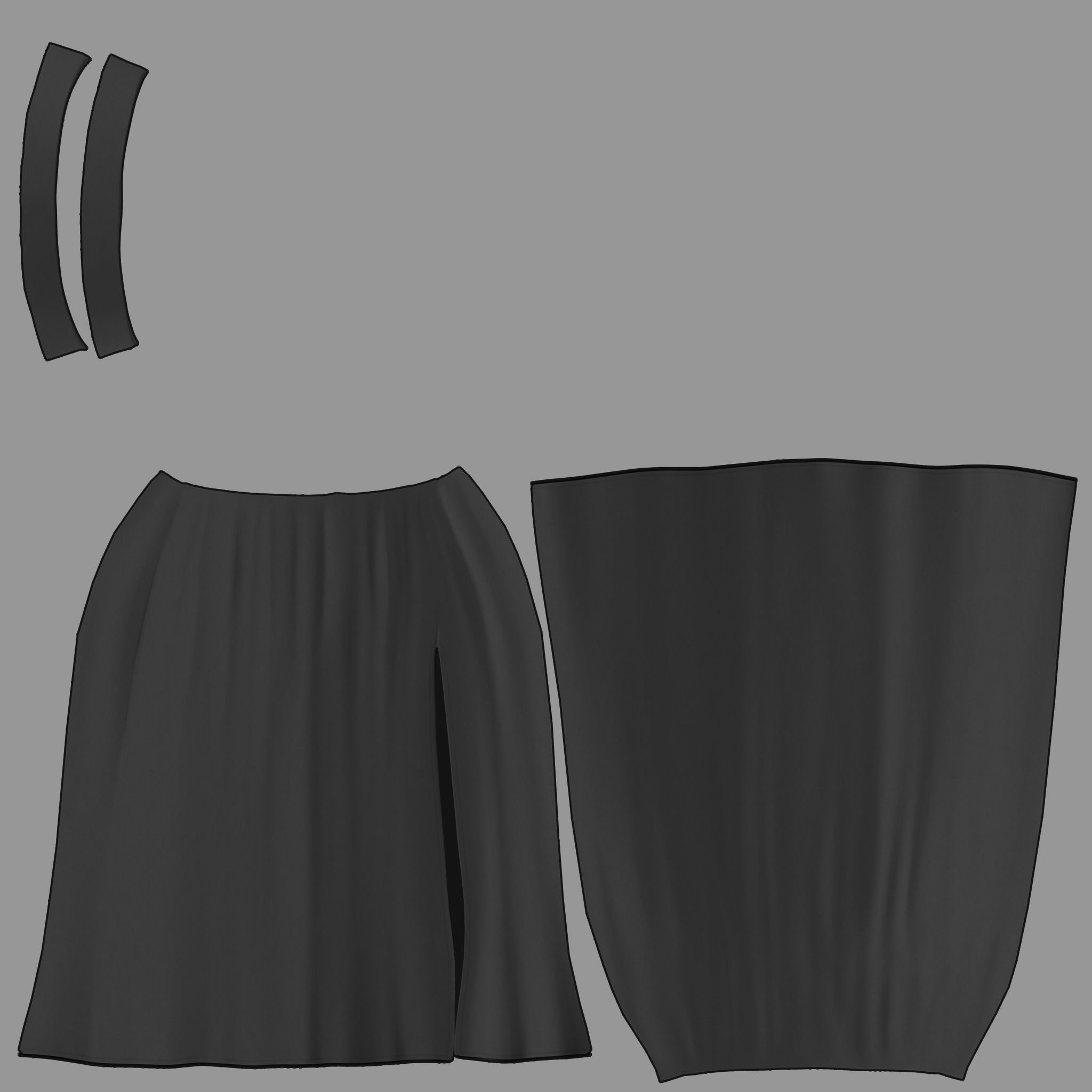 Beige Thigh Split Ruffled Light Skirt Low-poly 3D model_10