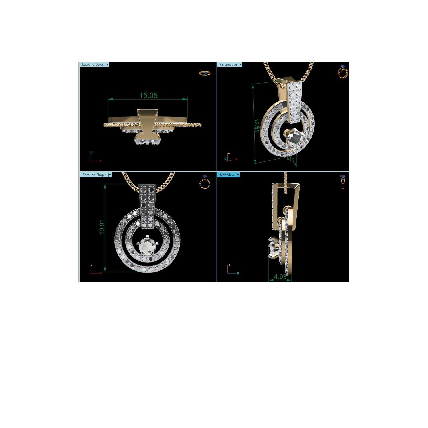 Women Flower Pendant STL OBJ FBX Renders Details 3D print model_6