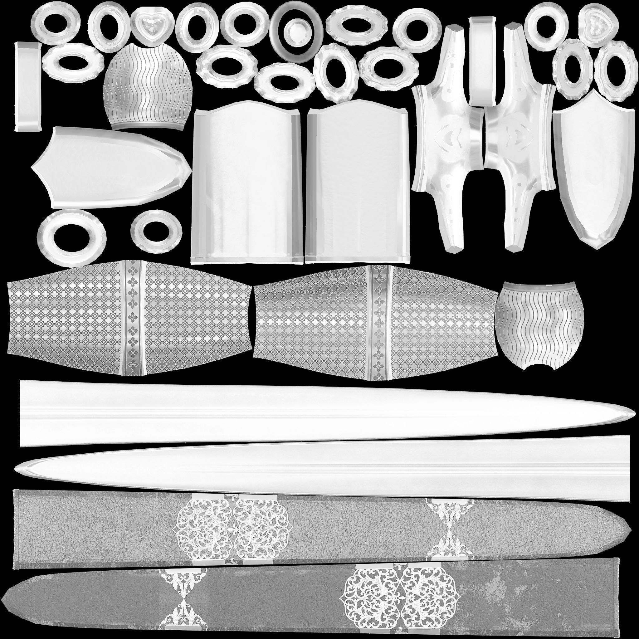 Medieval Dagger and Scabbard Low-poly 3D model_11