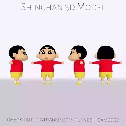 Shinchan Nohara 3d model for animation game 3d printing 