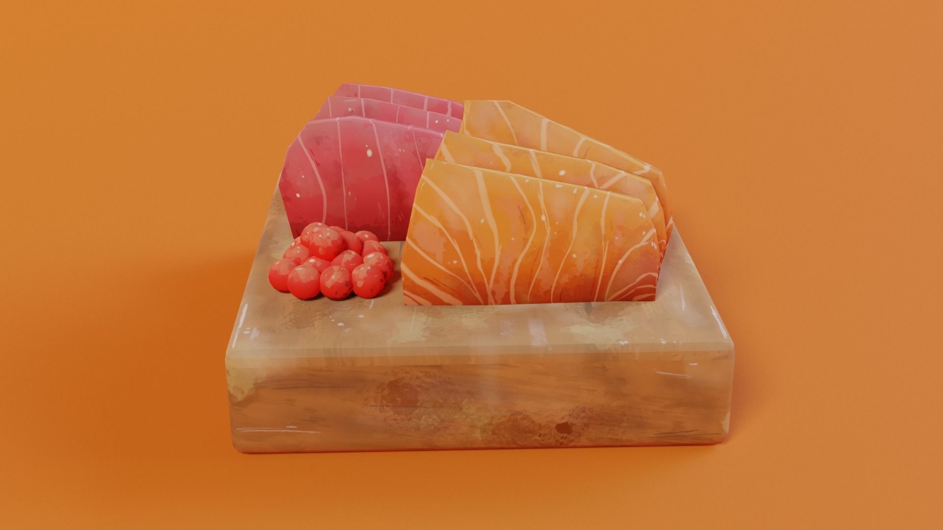 Hand-painted sashimi Low-poly 3D model_3
