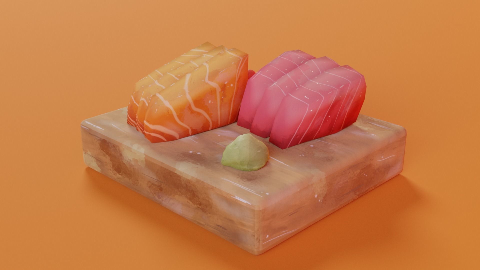 Hand-painted sashimi Low-poly 3D model_5