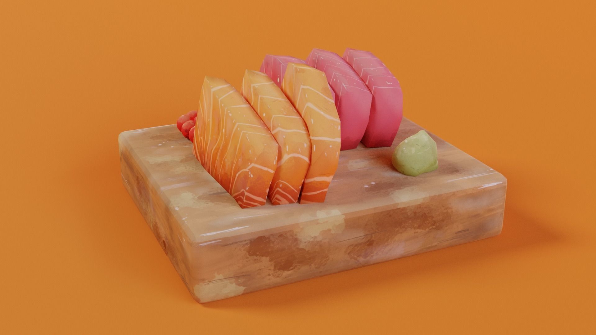 Hand-painted sashimi Low-poly 3D model_6