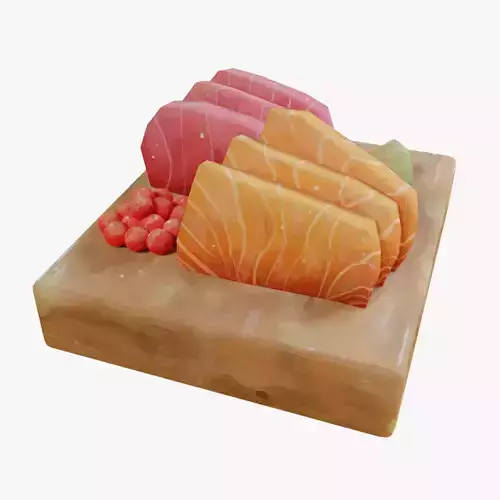 Hand-painted sashimi Low-poly 3D model