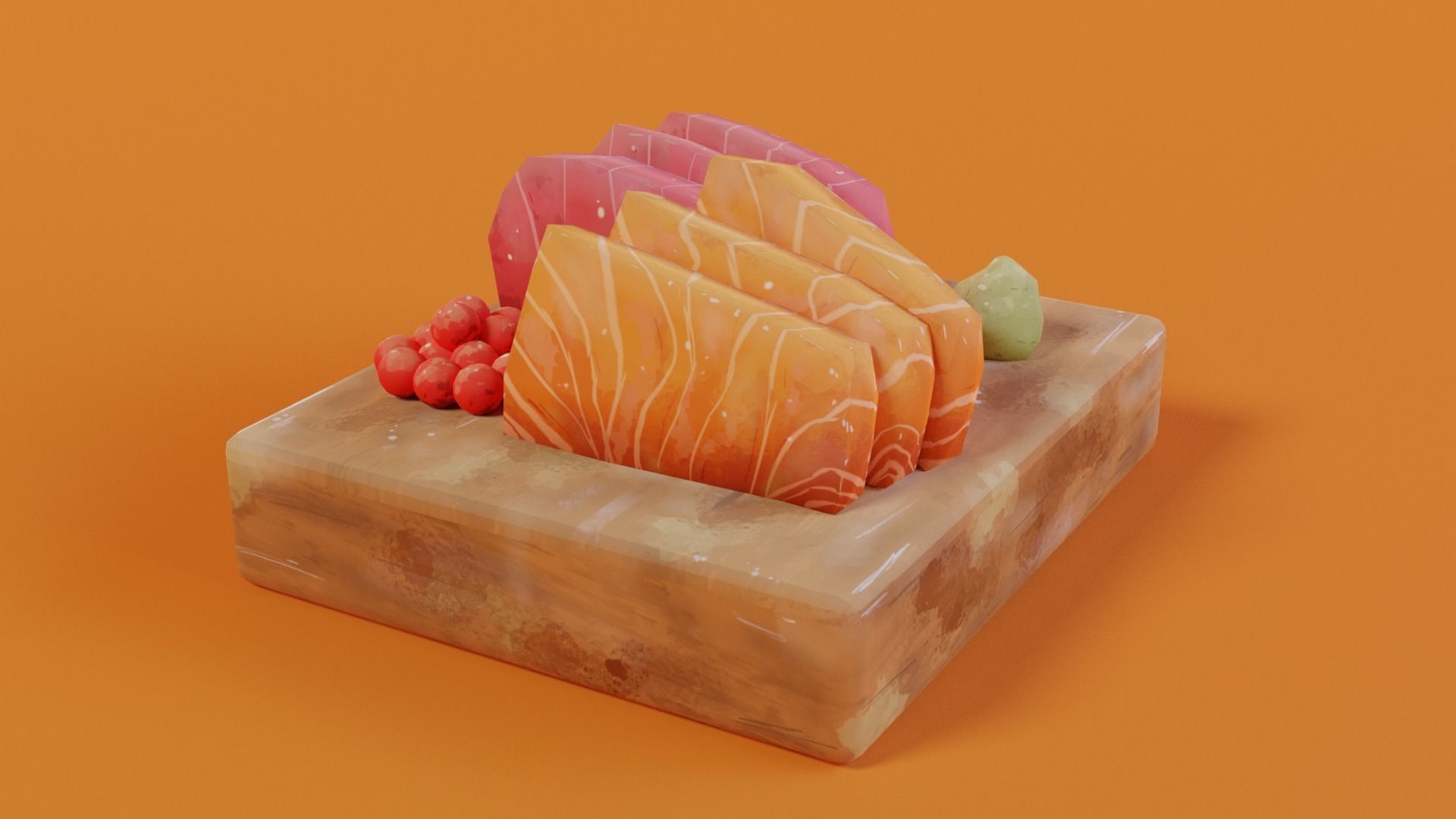 Hand-painted sashimi Low-poly 3D model_7