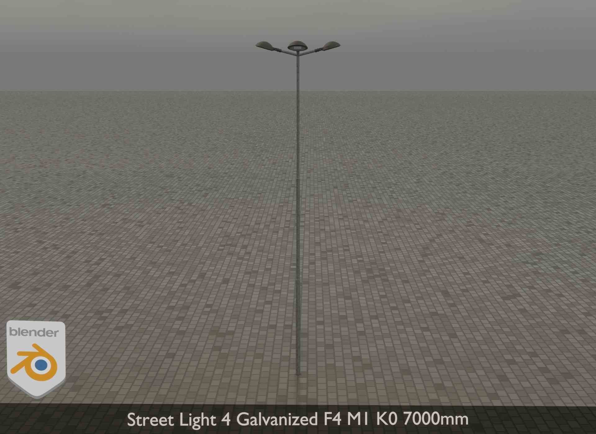 Street Light 4 Galvanized F4 M1 K0 7000mm Low-poly 3D model_30