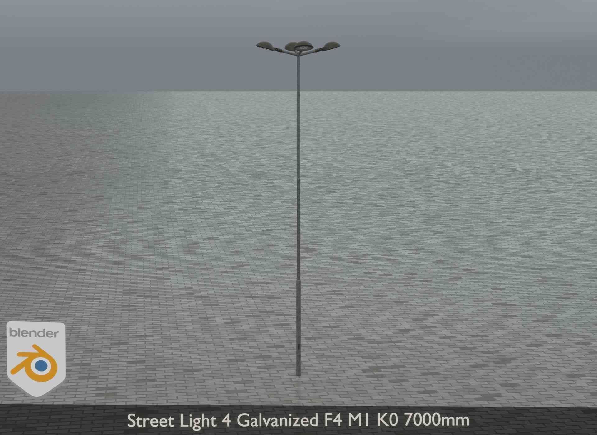 Street Light 4 Galvanized F4 M1 K0 7000mm Low-poly 3D model_19