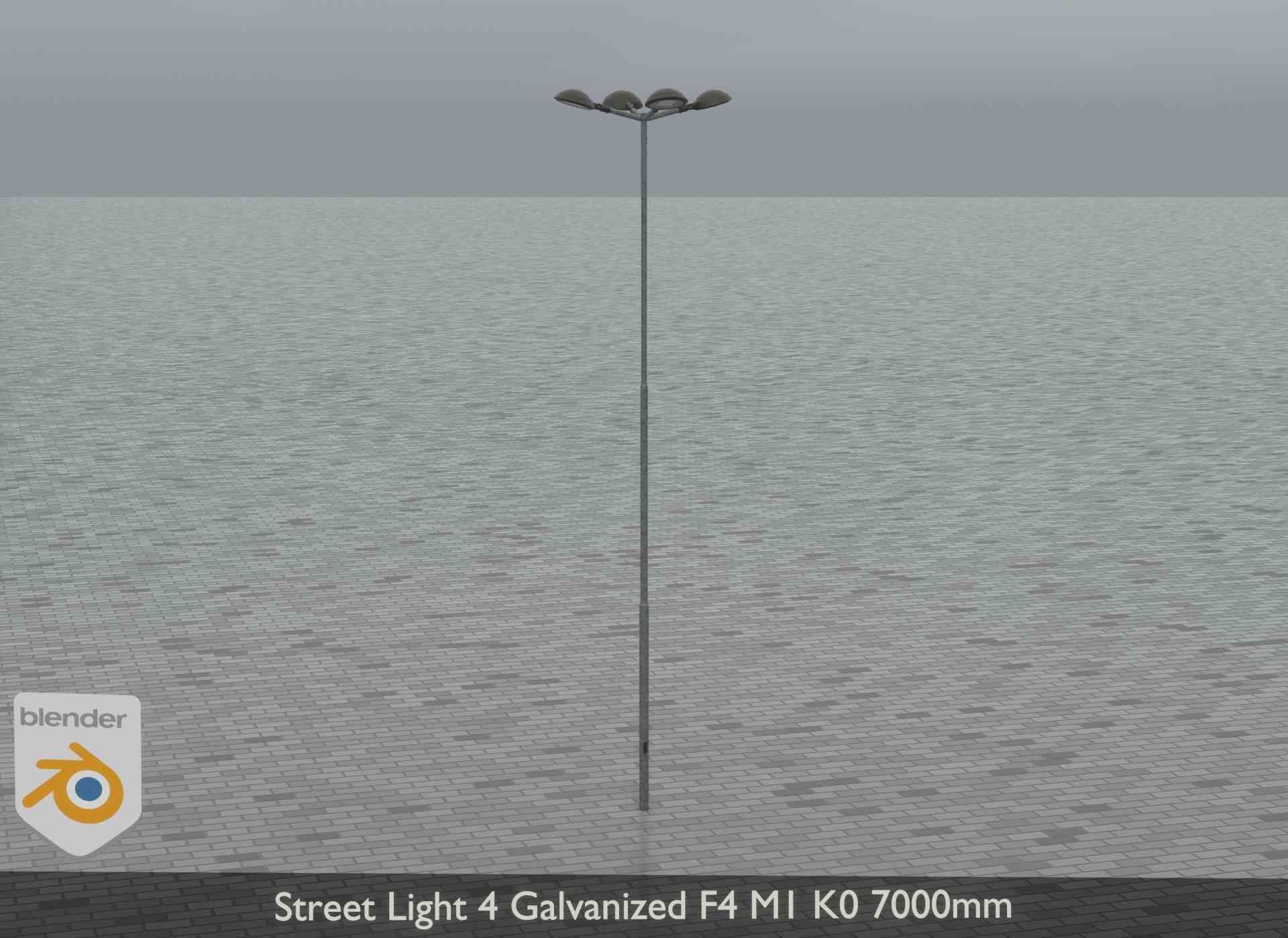Street Light 4 Galvanized F4 M1 K0 7000mm Low-poly 3D model_18