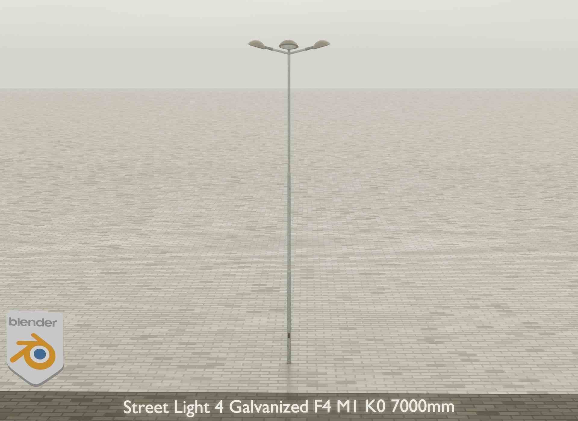 Street Light 4 Galvanized F4 M1 K0 7000mm Low-poly 3D model_40