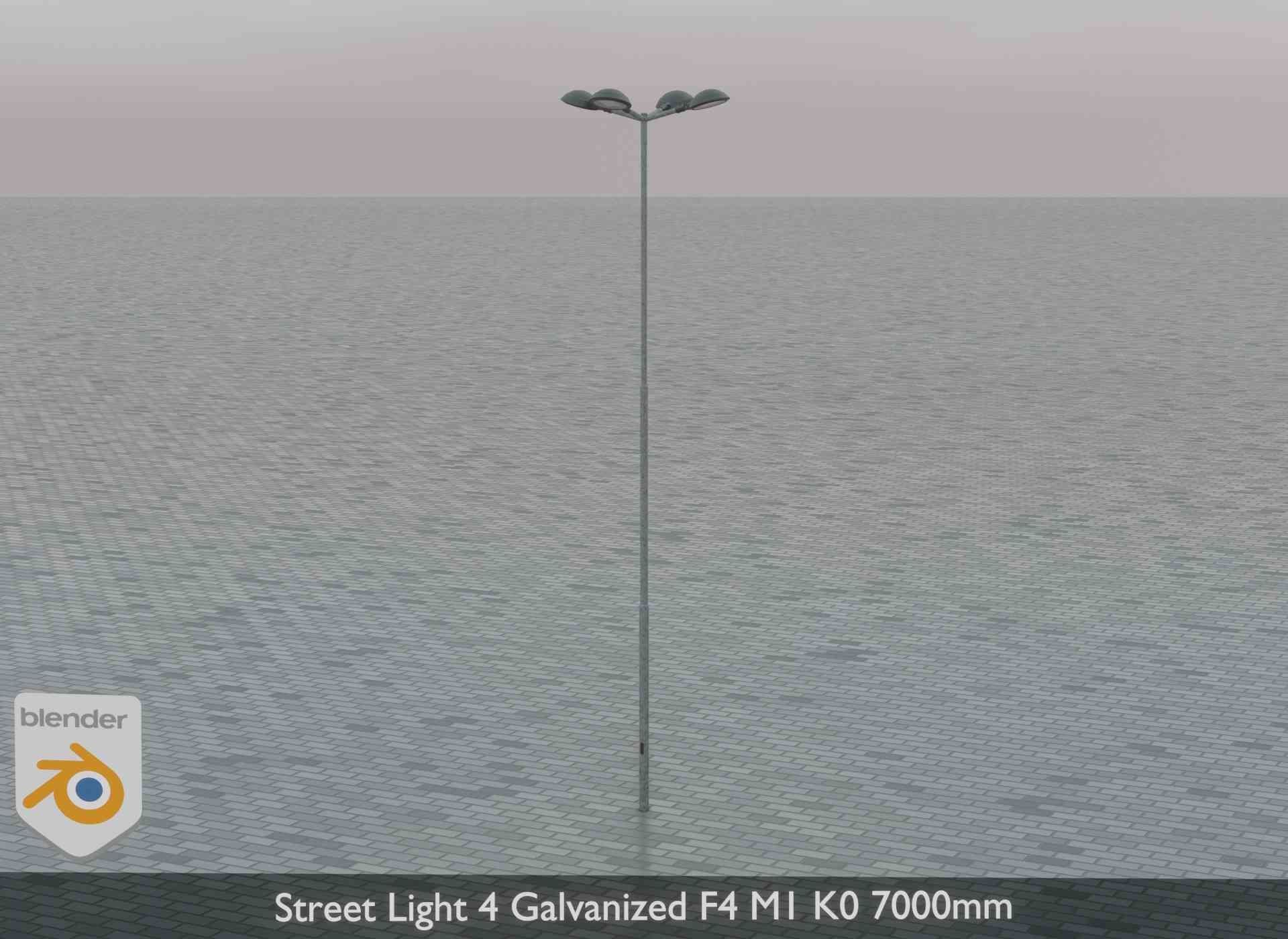 Street Light 4 Galvanized F4 M1 K0 7000mm Low-poly 3D model_3