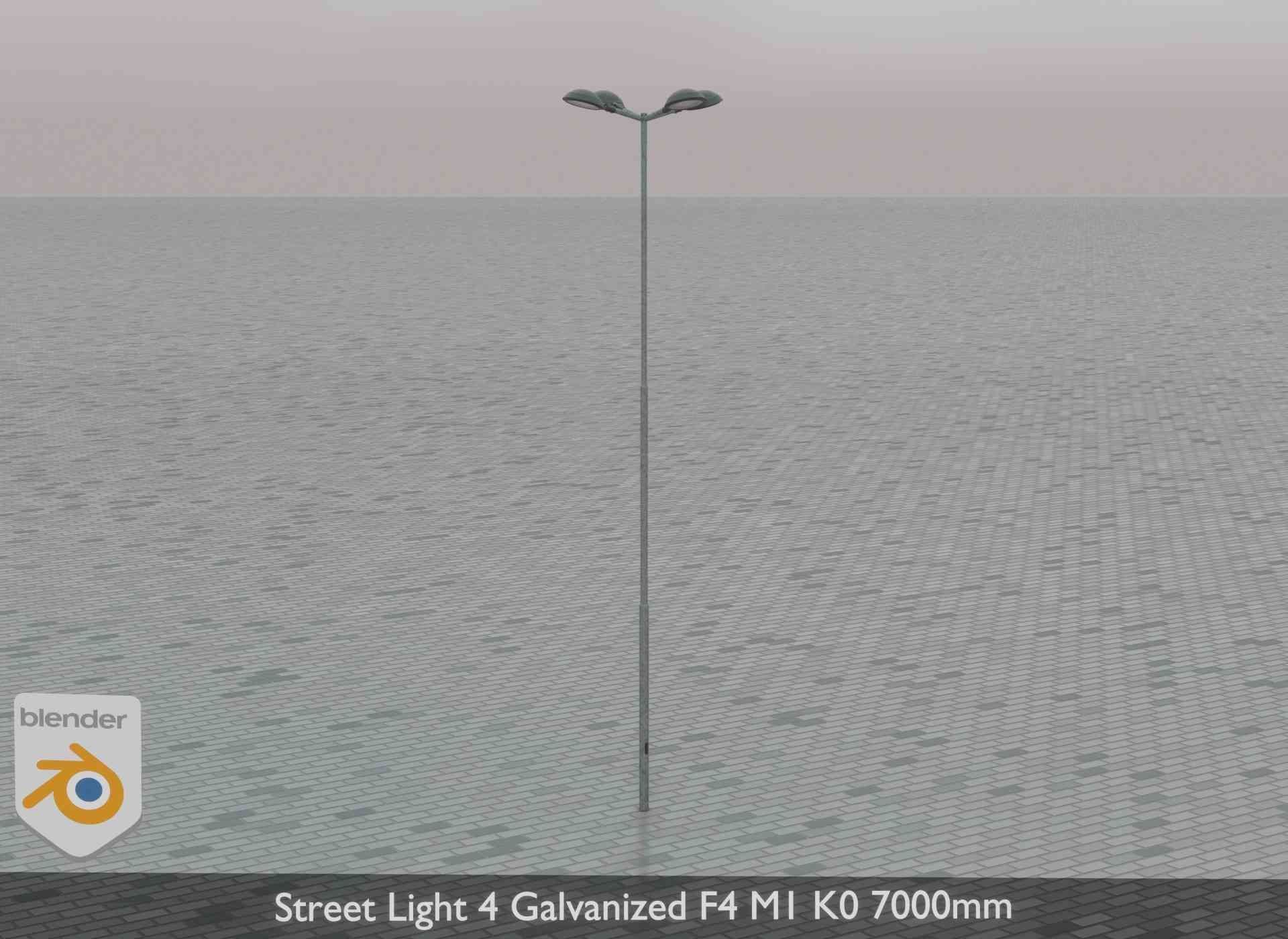 Street Light 4 Galvanized F4 M1 K0 7000mm Low-poly 3D model_76