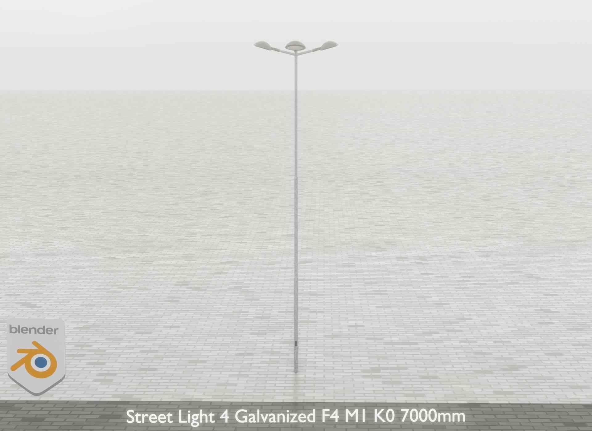 Street Light 4 Galvanized F4 M1 K0 7000mm Low-poly 3D model_60