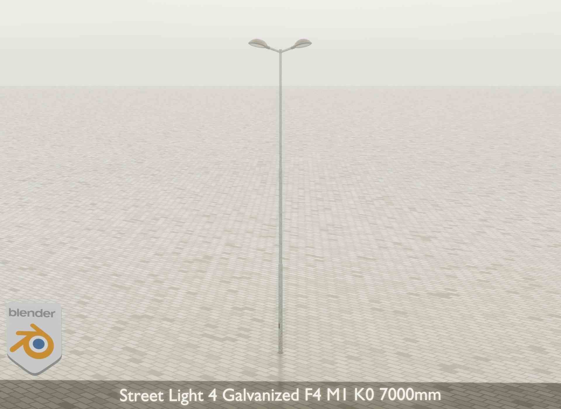 Street Light 4 Galvanized F4 M1 K0 7000mm Low-poly 3D model_45