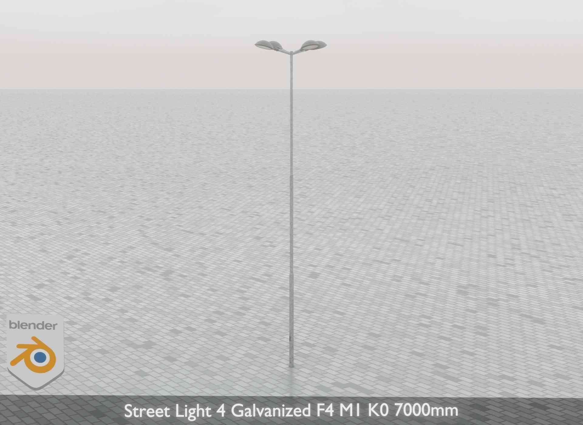 Street Light 4 Galvanized F4 M1 K0 7000mm Low-poly 3D model_66