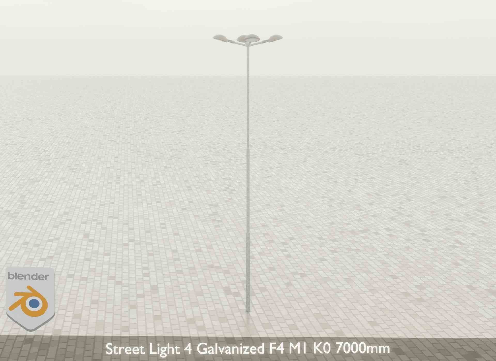 Street Light 4 Galvanized F4 M1 K0 7000mm Low-poly 3D model_49