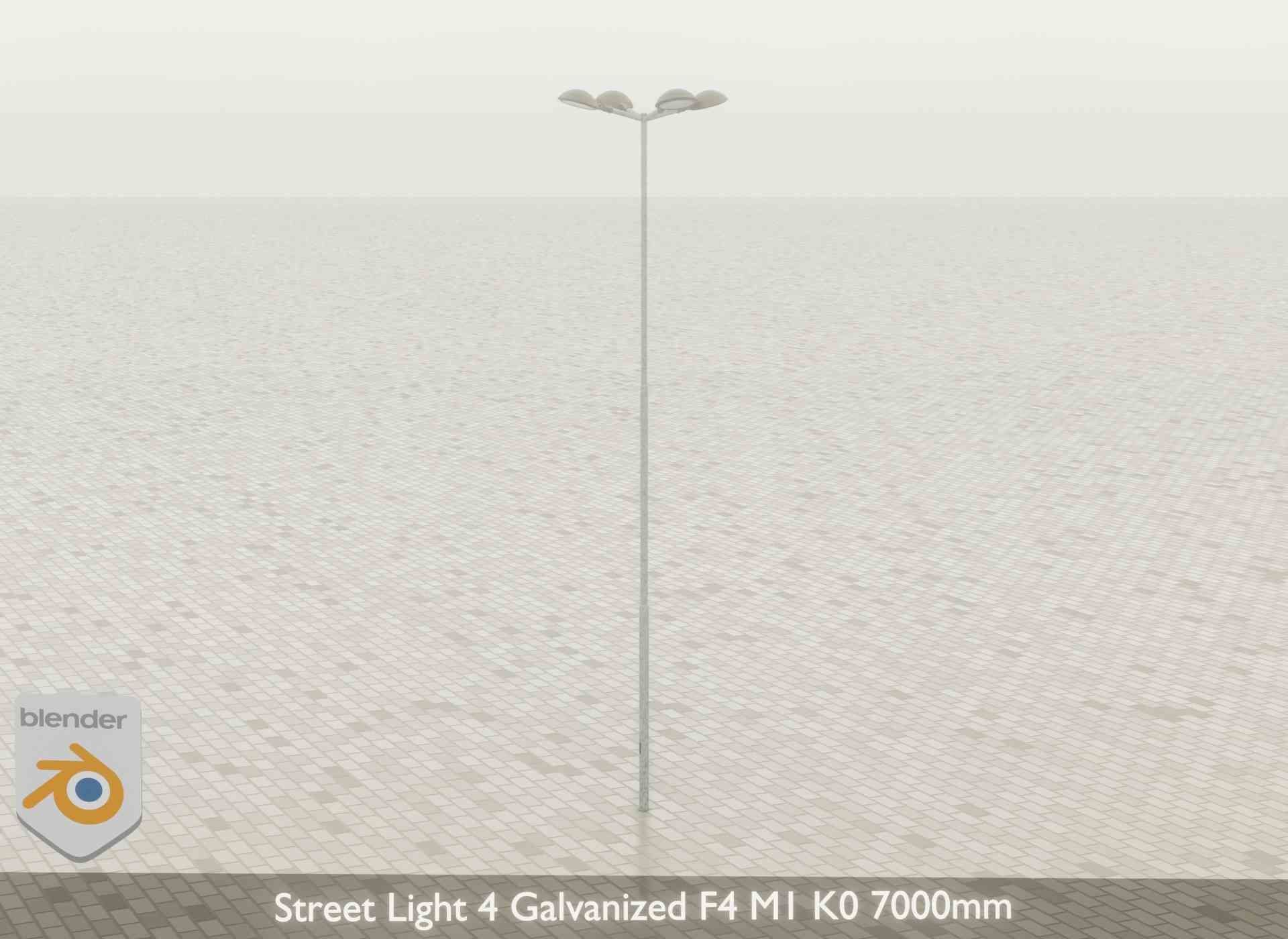 Street Light 4 Galvanized F4 M1 K0 7000mm Low-poly 3D model_47