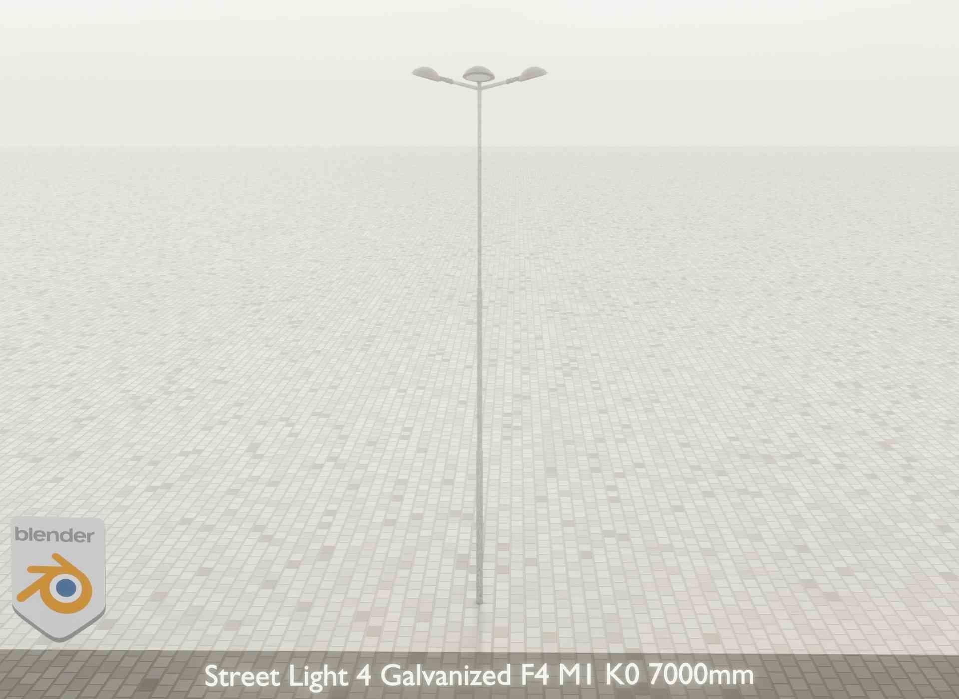Street Light 4 Galvanized F4 M1 K0 7000mm Low-poly 3D model_50
