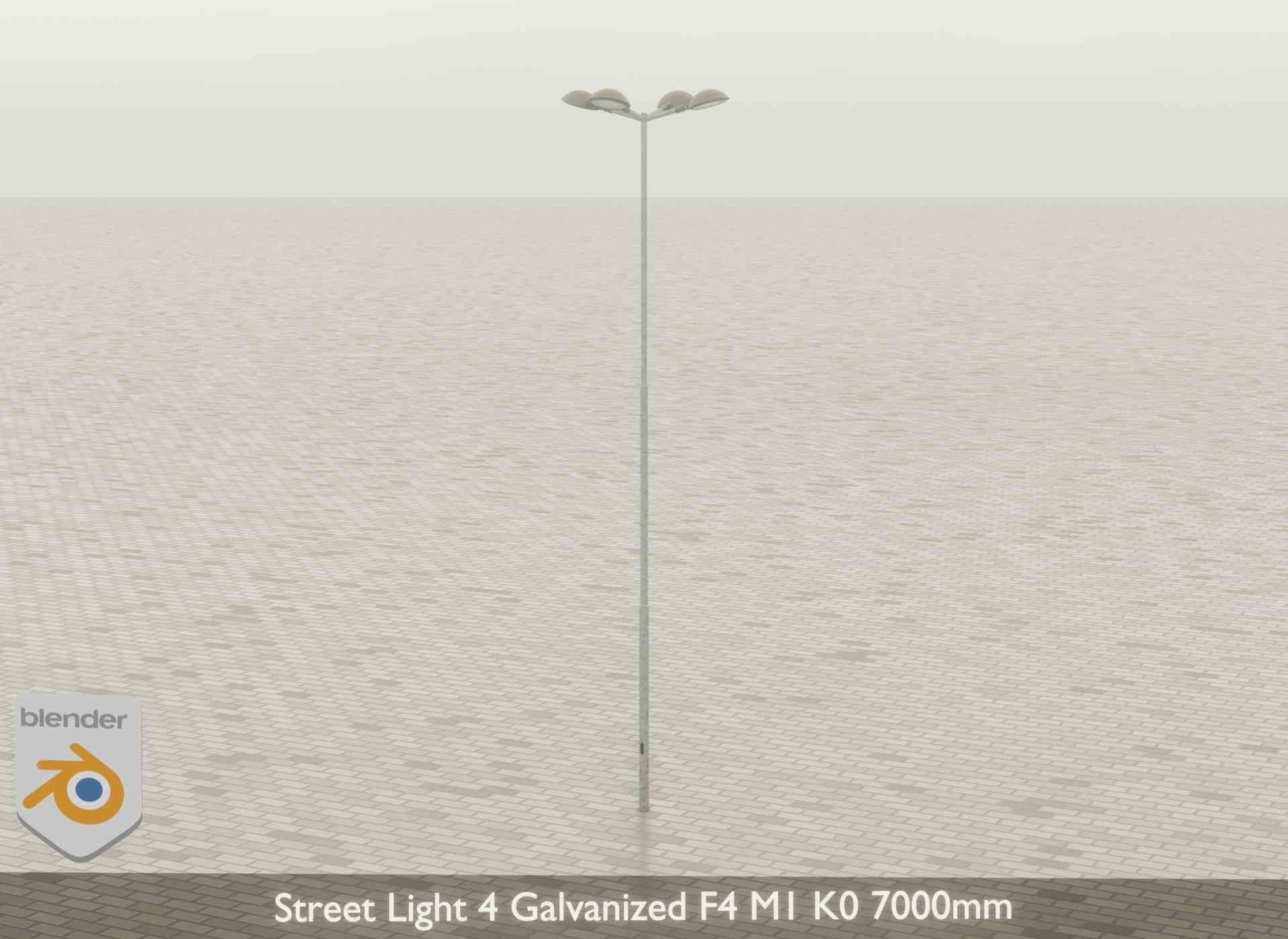 Street Light 4 Galvanized F4 M1 K0 7000mm Low-poly 3D model_43