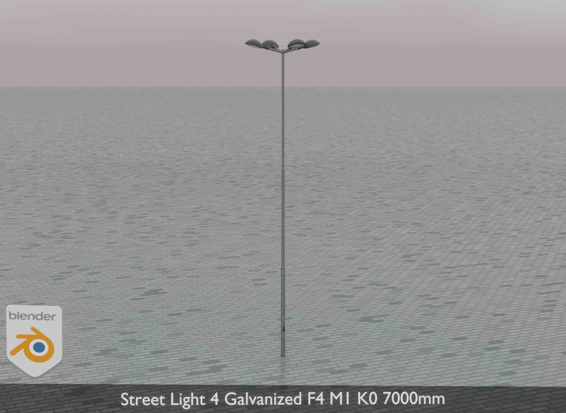 Street Light 4 Galvanized F4 M1 K0 7000mm Low-poly 3D model_77