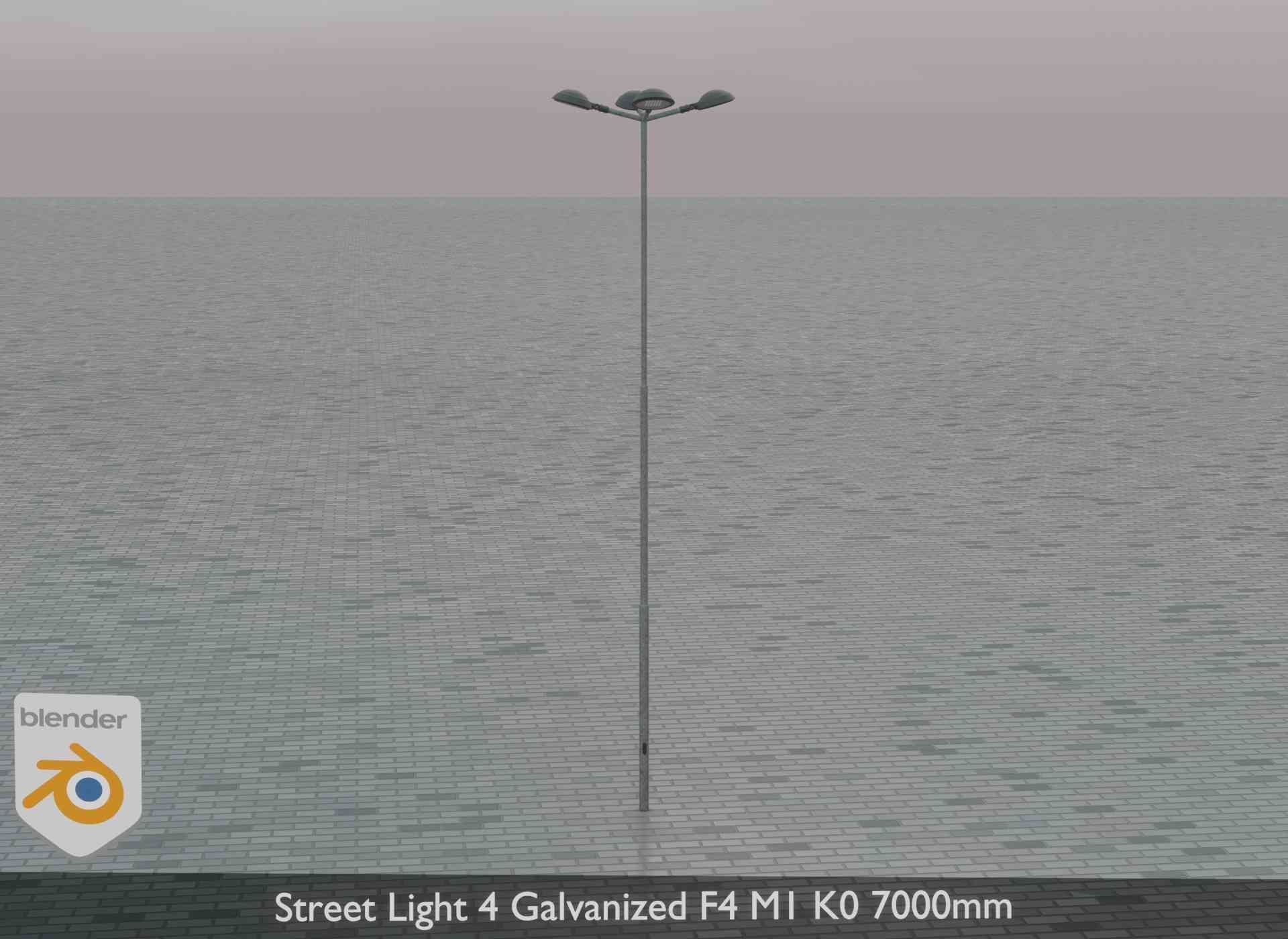 Street Light 4 Galvanized F4 M1 K0 7000mm Low-poly 3D model_79
