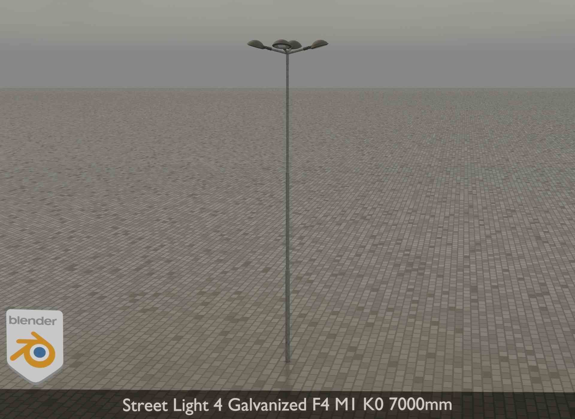 Street Light 4 Galvanized F4 M1 K0 7000mm Low-poly 3D model_31