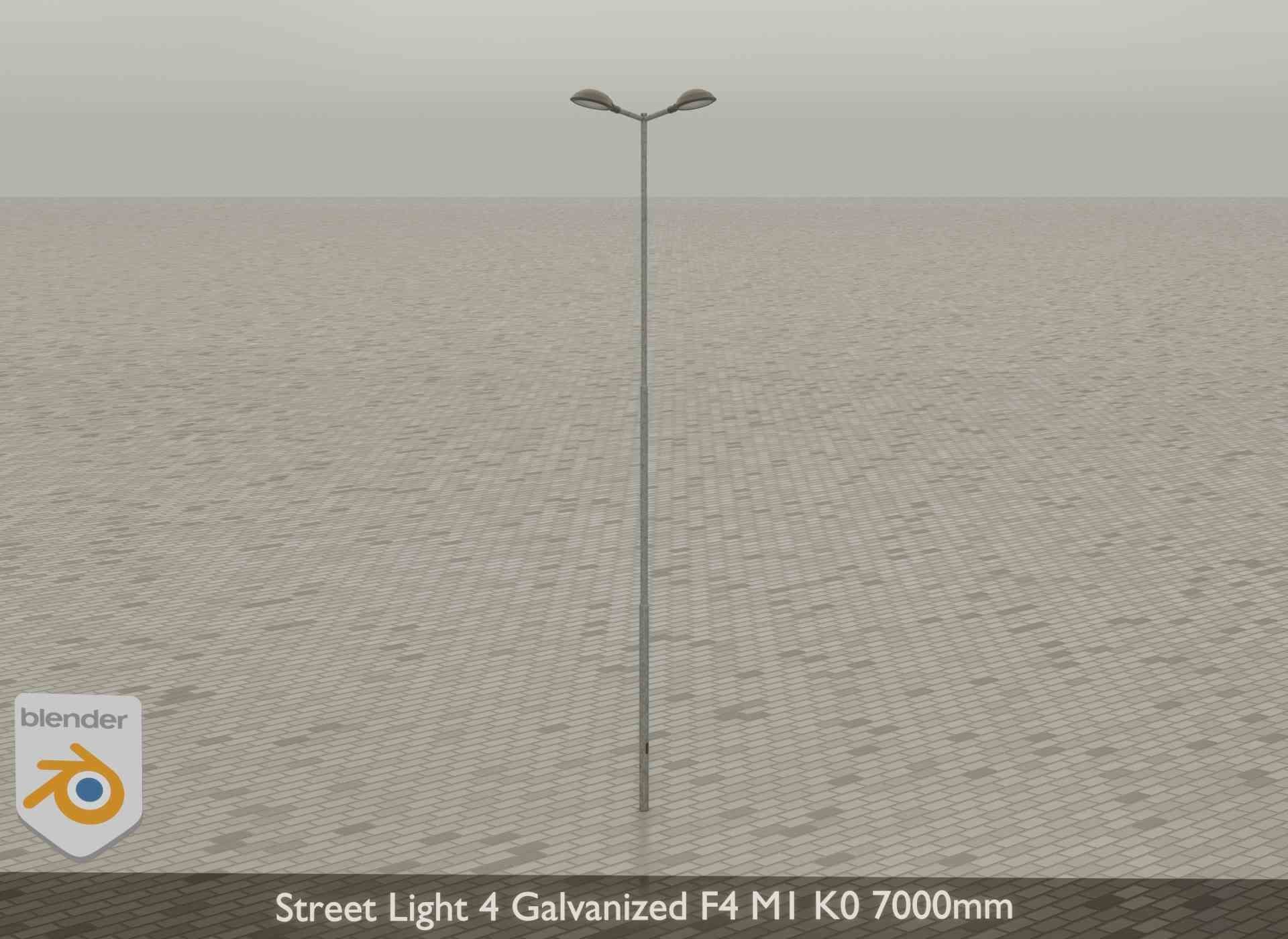 Street Light 4 Galvanized F4 M1 K0 7000mm Low-poly 3D model_35