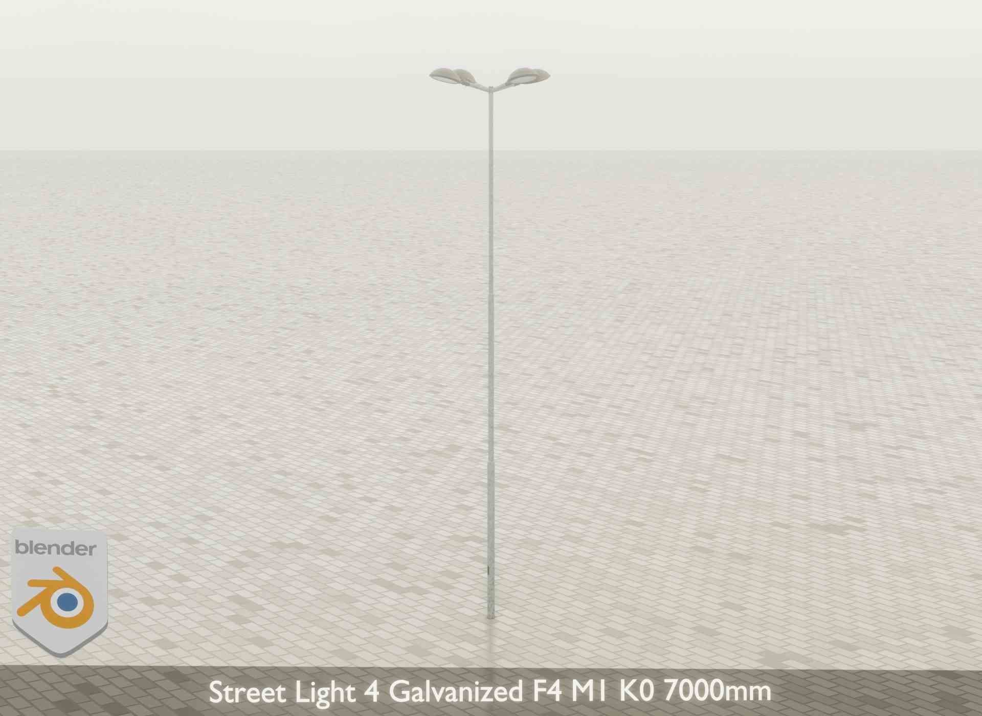 Street Light 4 Galvanized F4 M1 K0 7000mm Low-poly 3D model_46