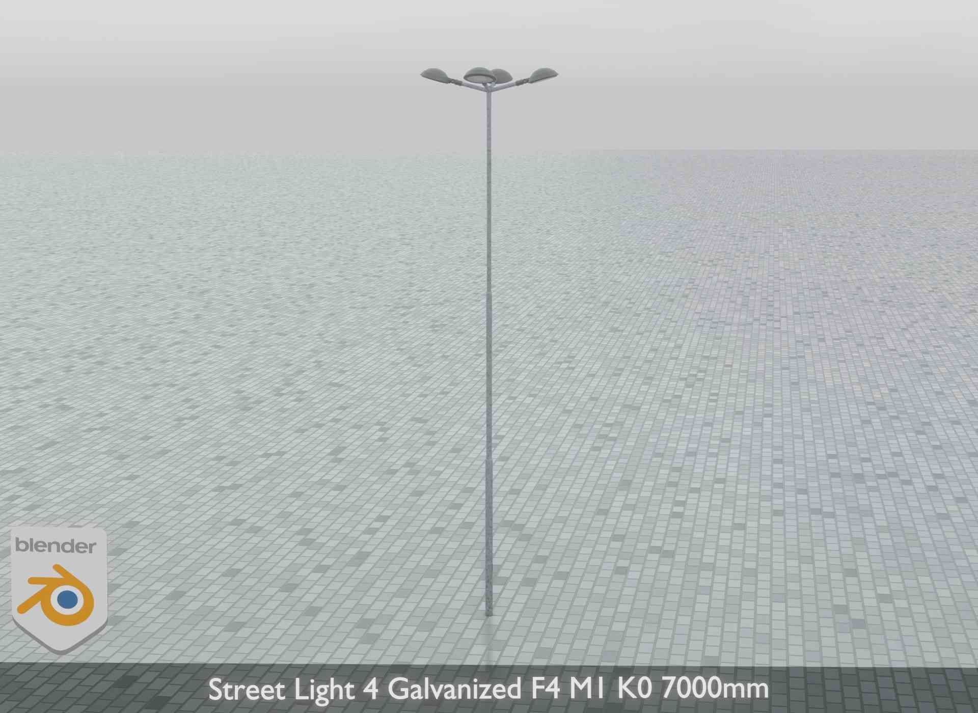 Street Light 4 Galvanized F4 M1 K0 7000mm Low-poly 3D model_11