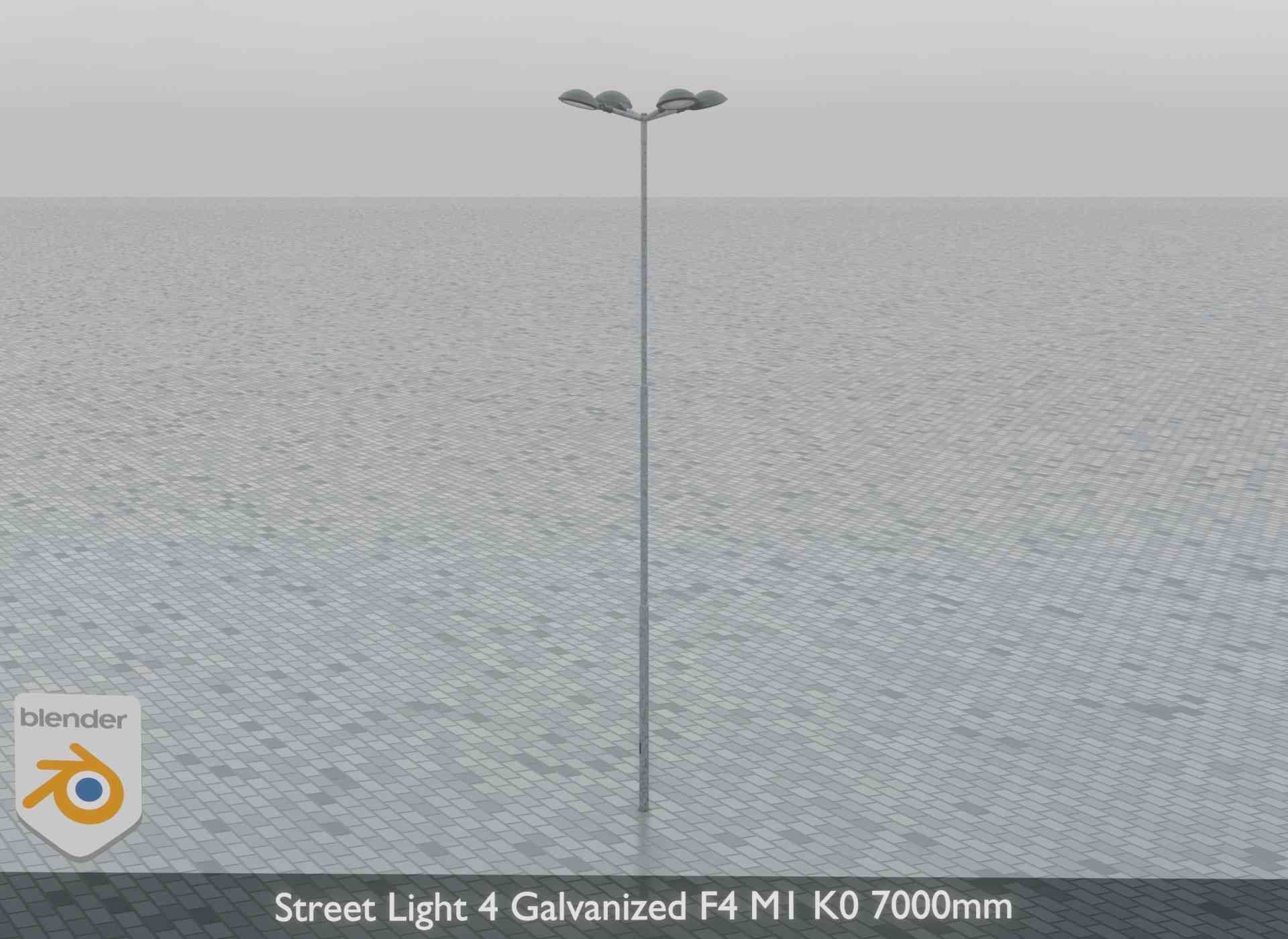 Street Light 4 Galvanized F4 M1 K0 7000mm Low-poly 3D model_7