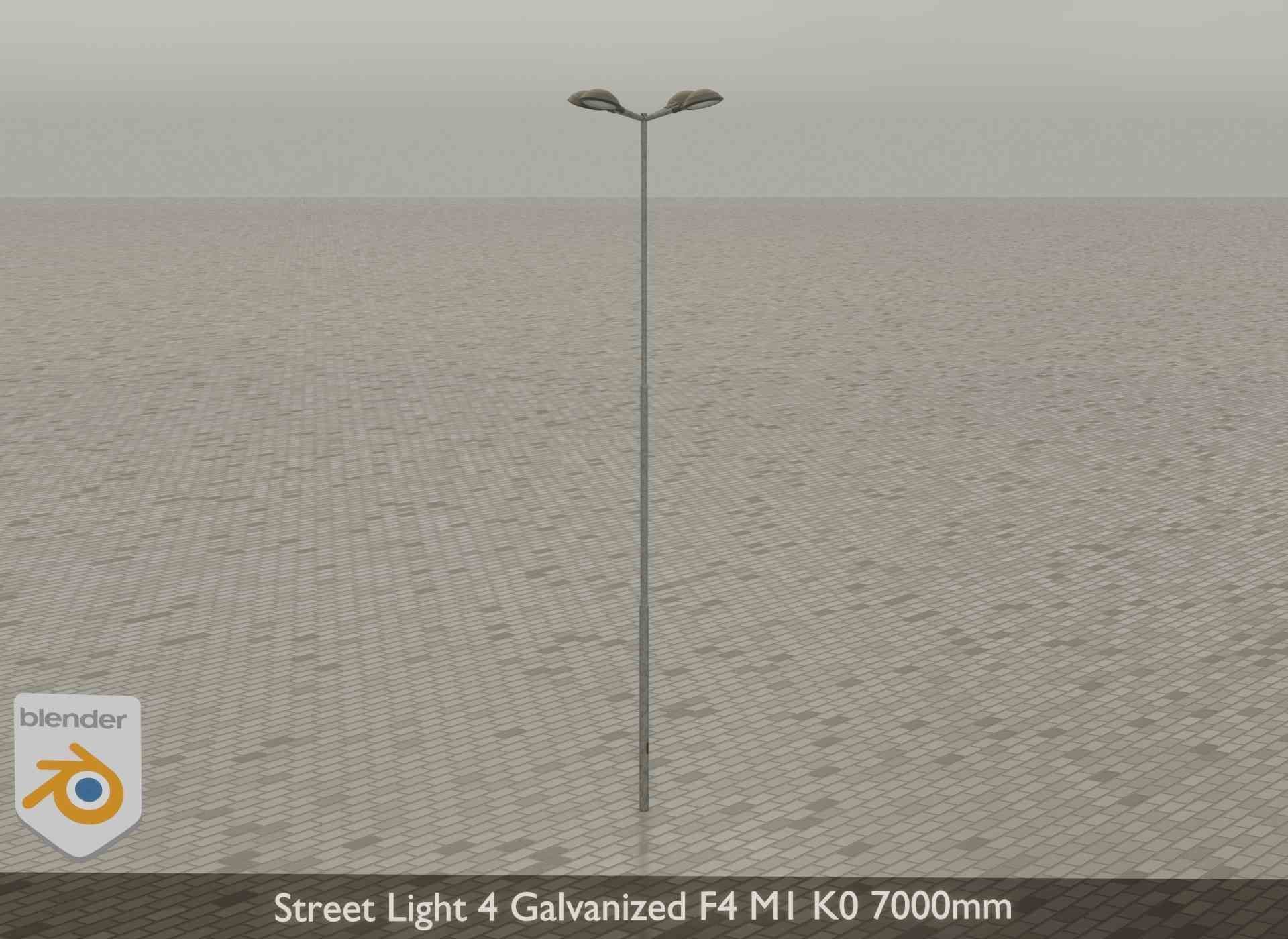 Street Light 4 Galvanized F4 M1 K0 7000mm Low-poly 3D model_34