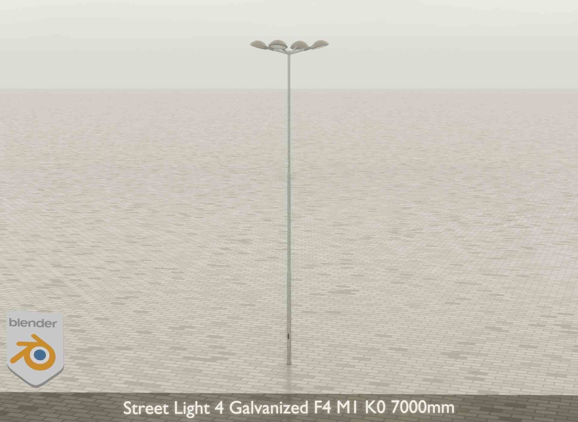 Street Light 4 Galvanized F4 M1 K0 7000mm Low-poly 3D model_42