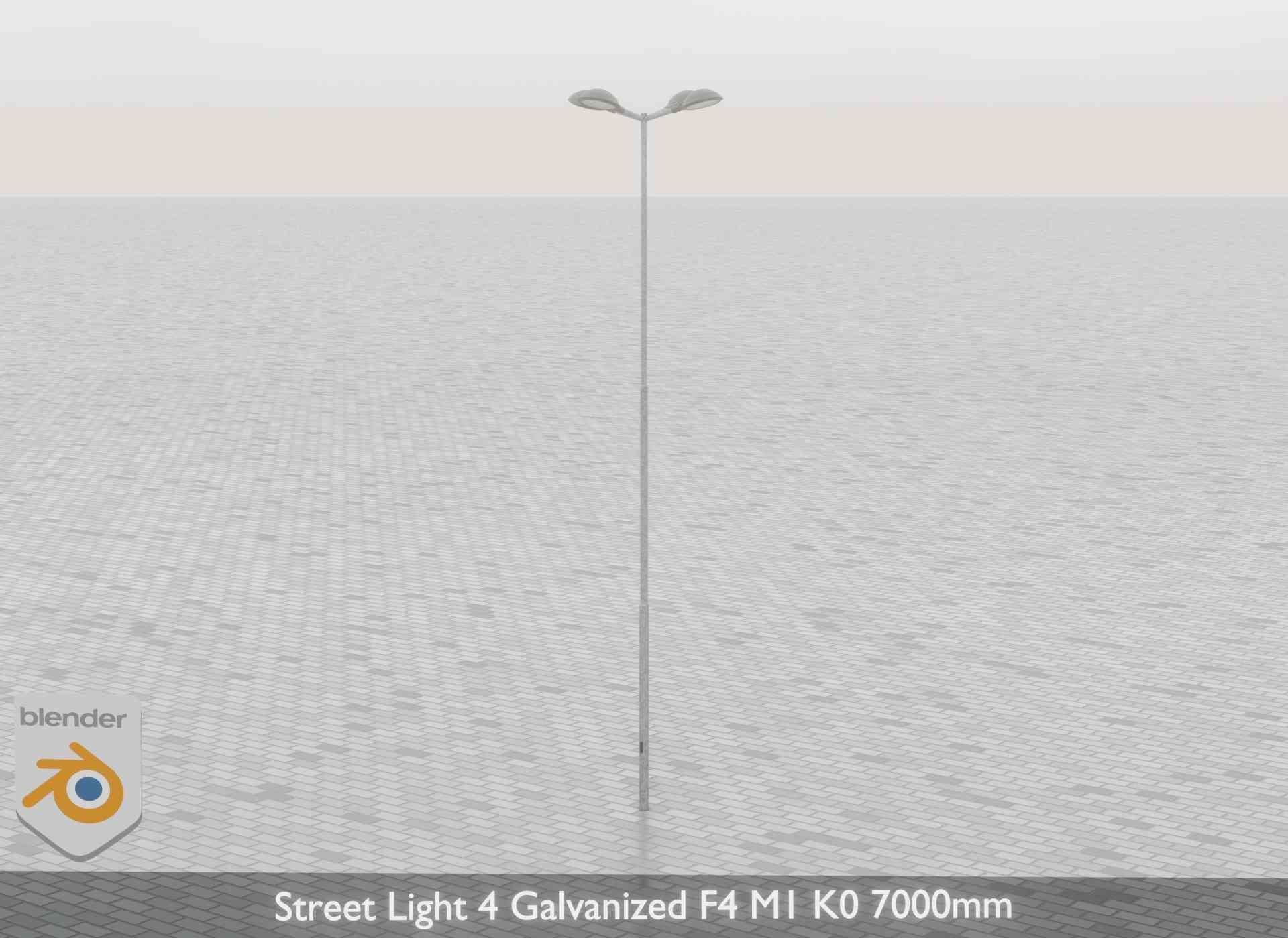 Street Light 4 Galvanized F4 M1 K0 7000mm Low-poly 3D model_64