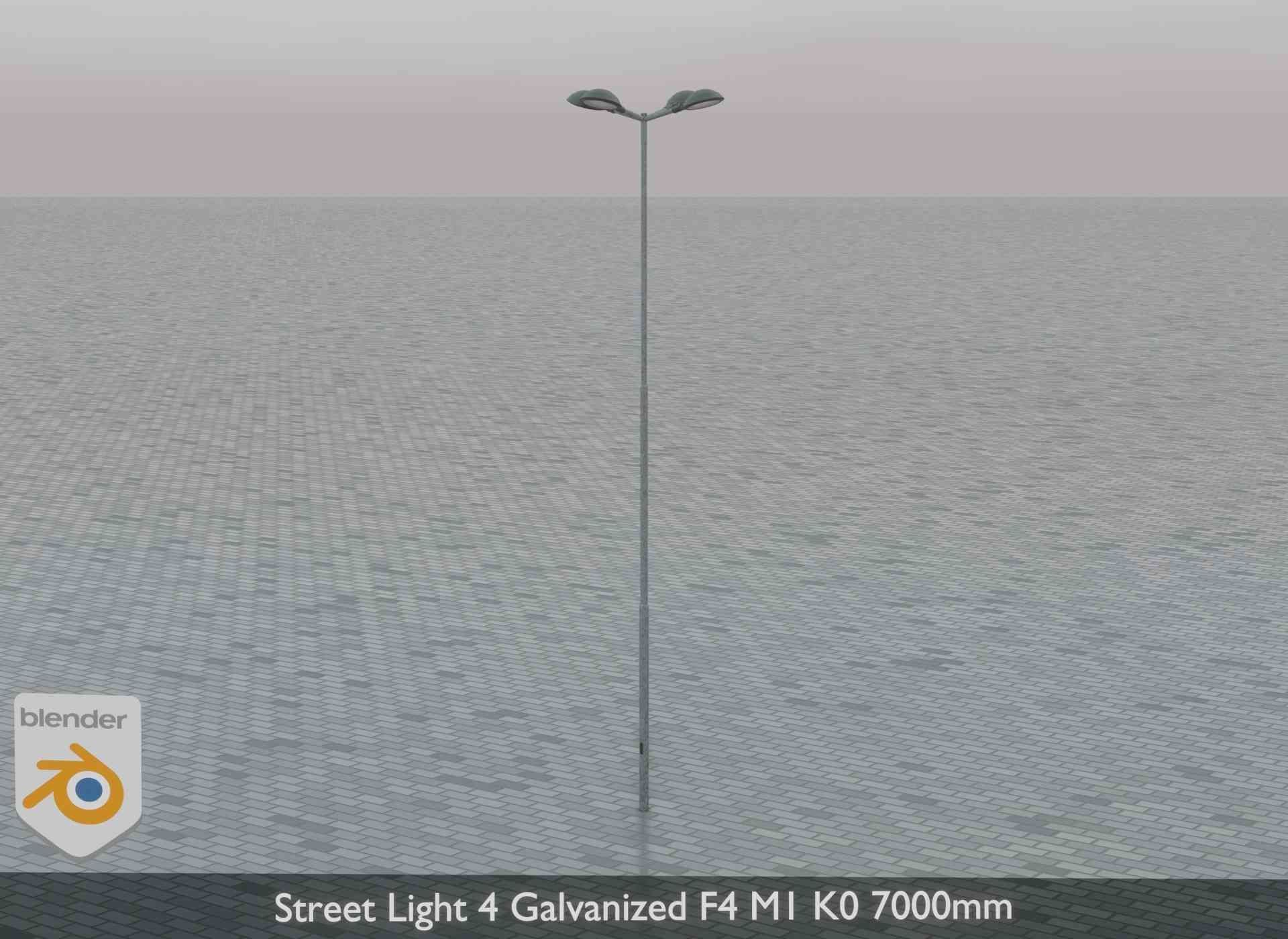 Street Light 4 Galvanized F4 M1 K0 7000mm Low-poly 3D model_4