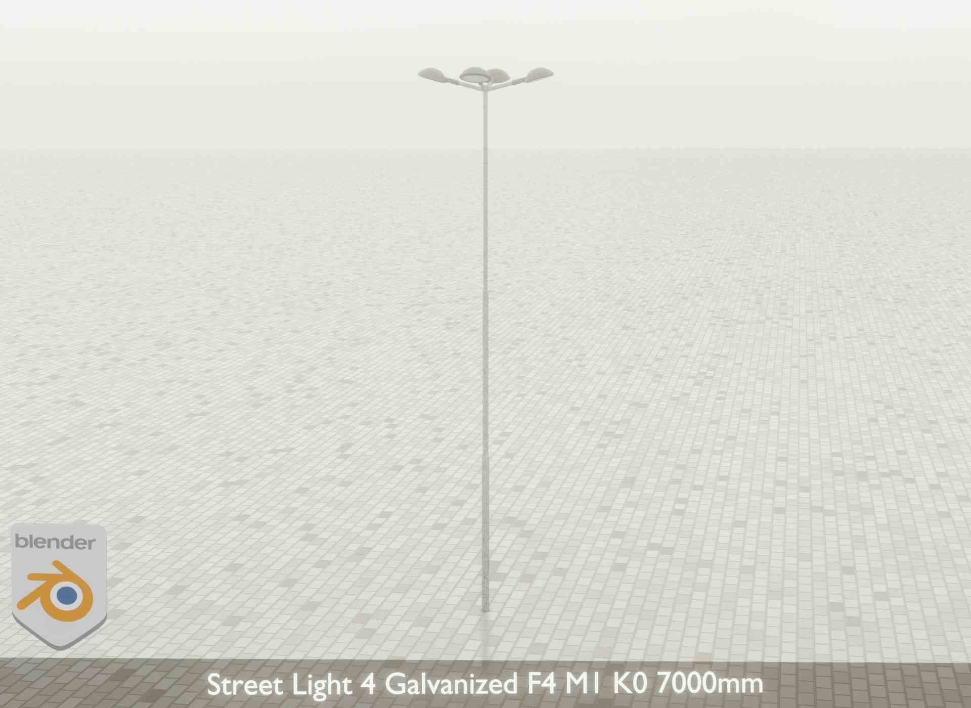 Street Light 4 Galvanized F4 M1 K0 7000mm Low-poly 3D model_51