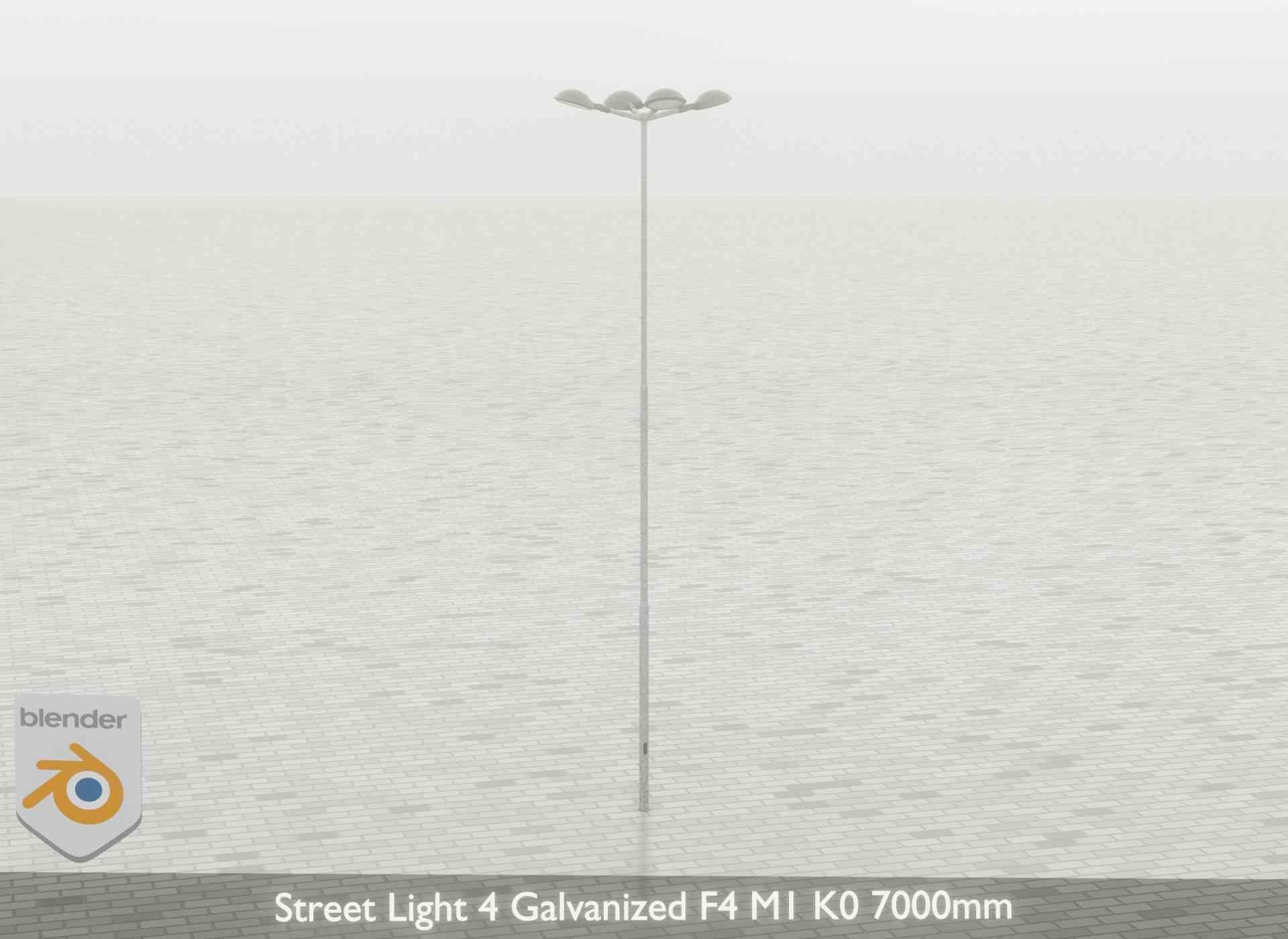 Street Light 4 Galvanized F4 M1 K0 7000mm Low-poly 3D model_58
