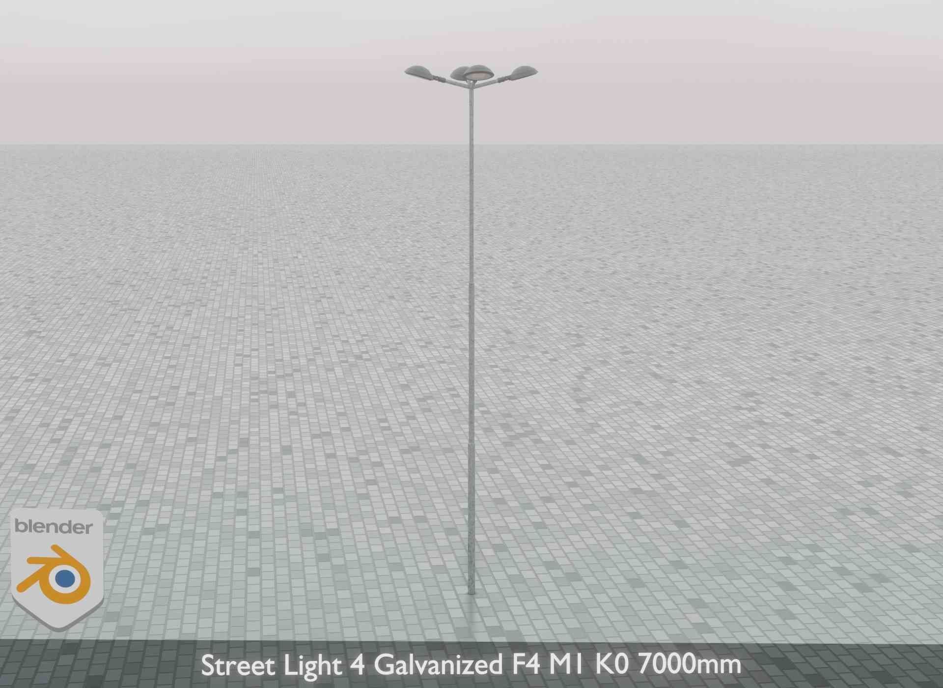 Street Light 4 Galvanized F4 M1 K0 7000mm Low-poly 3D model_69
