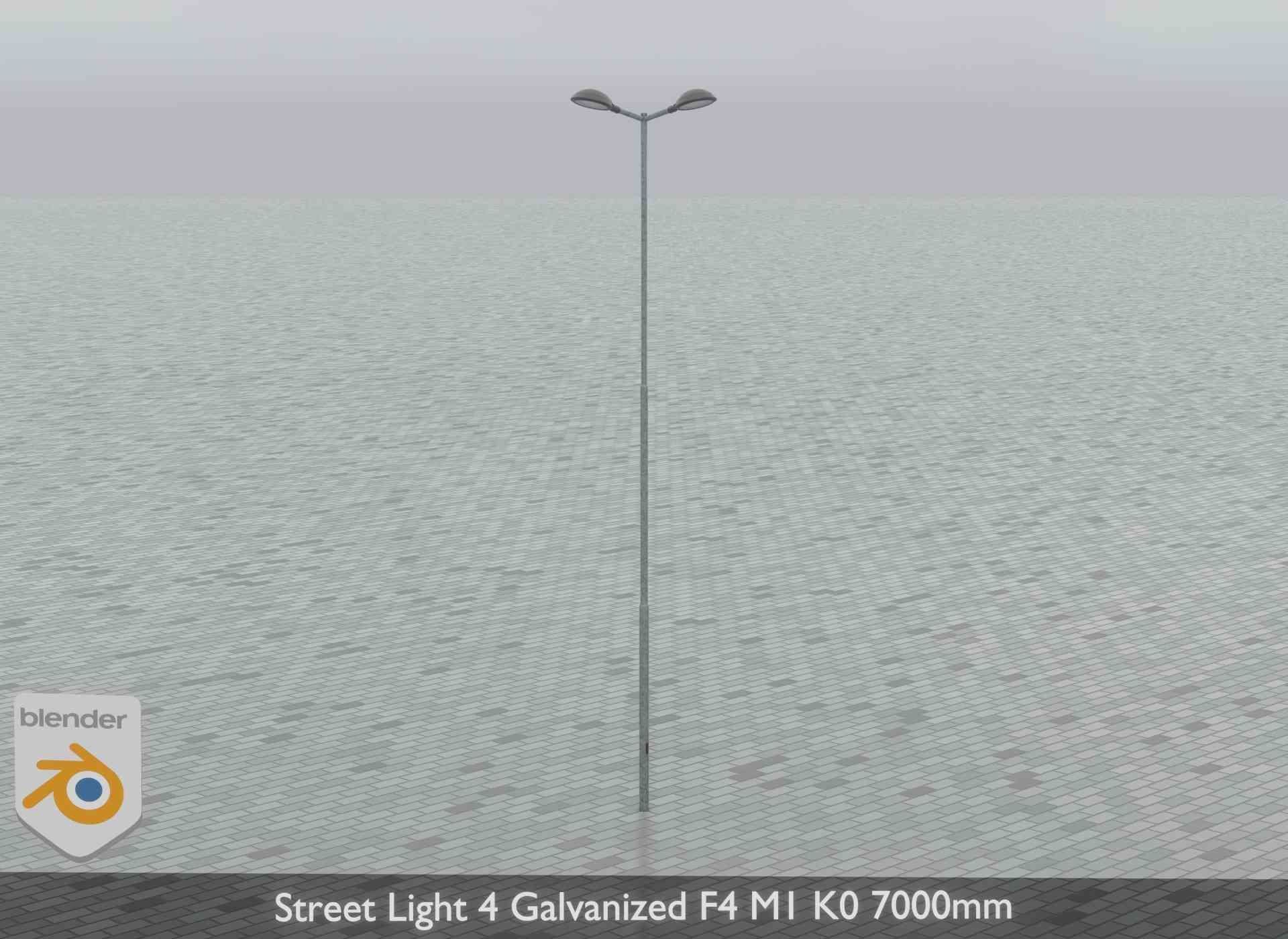 Street Light 4 Galvanized F4 M1 K0 7000mm Low-poly 3D model_15