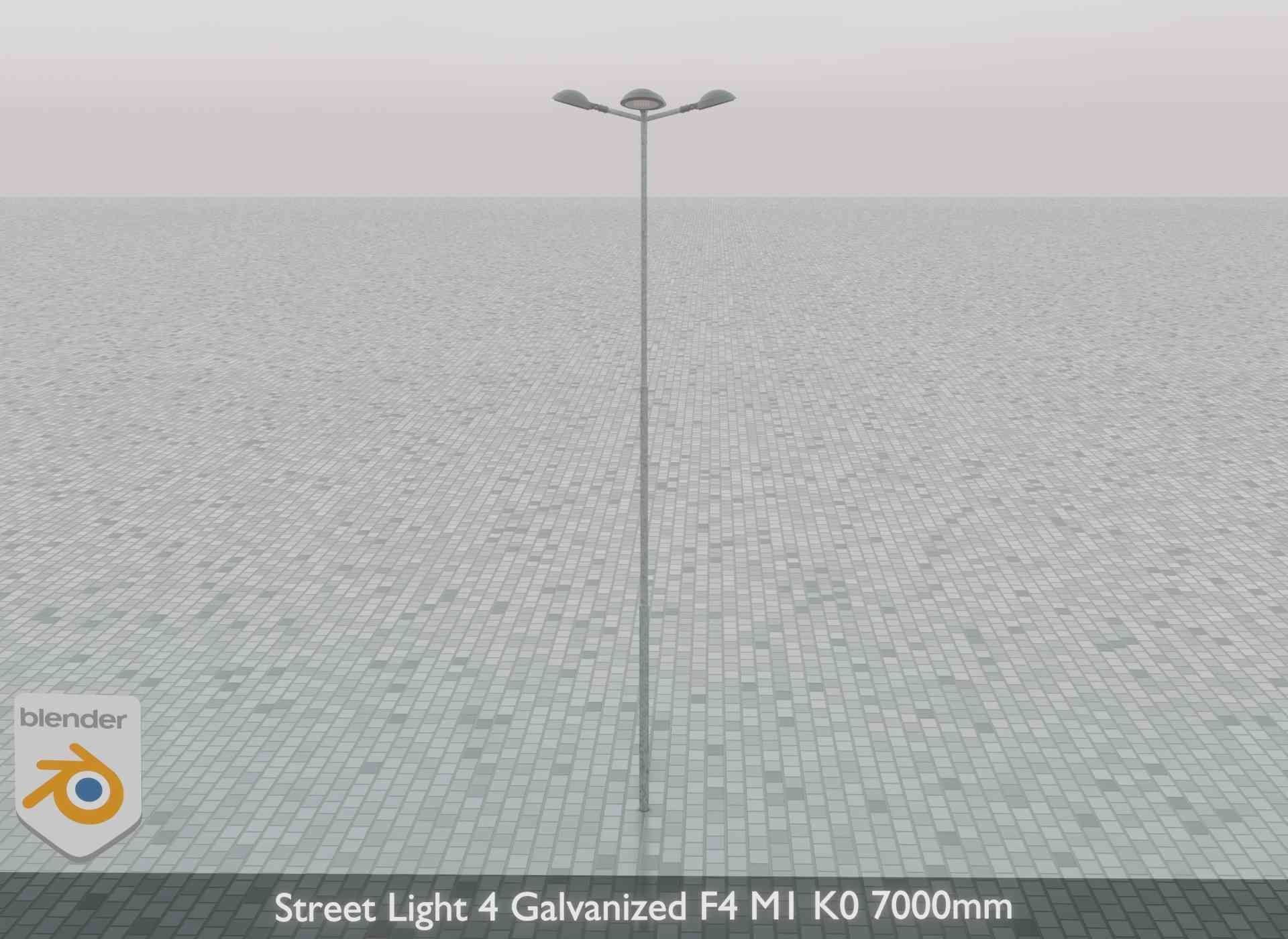 Street Light 4 Galvanized F4 M1 K0 7000mm Low-poly 3D model_70