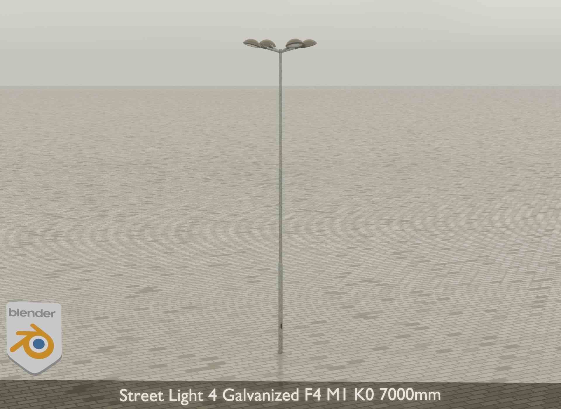 Street Light 4 Galvanized F4 M1 K0 7000mm Low-poly 3D model_37