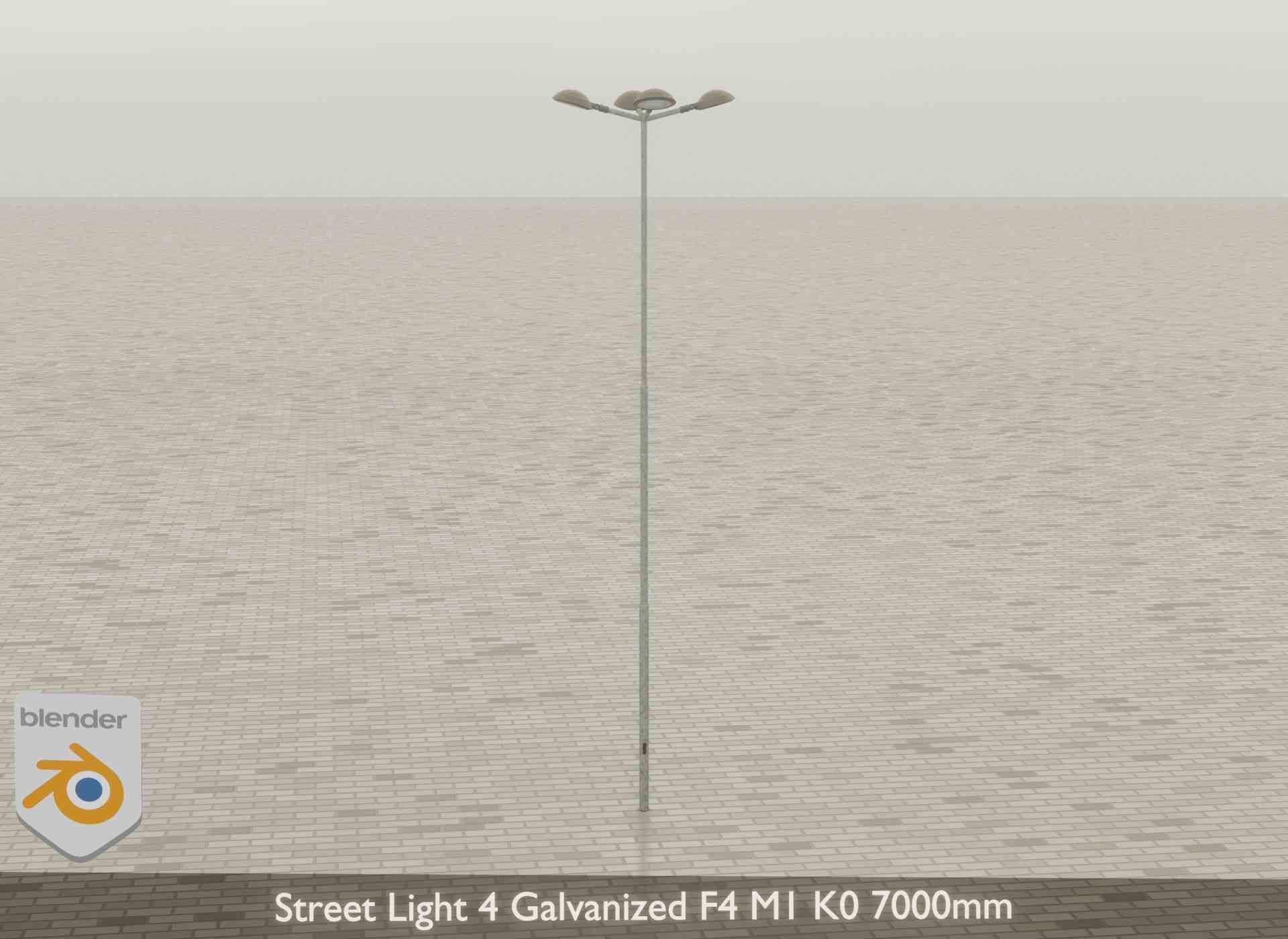 Street Light 4 Galvanized F4 M1 K0 7000mm Low-poly 3D model_39