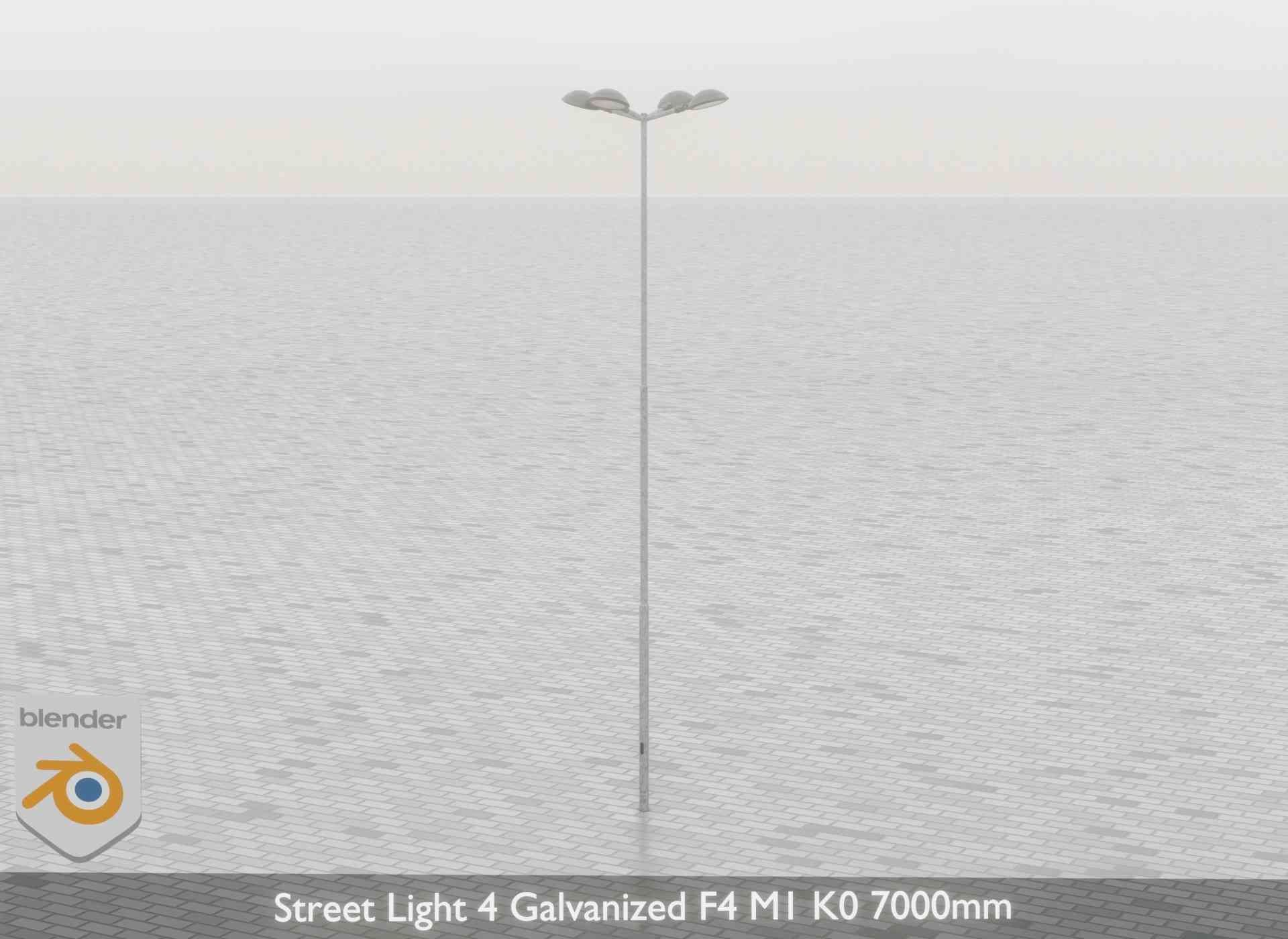 Street Light 4 Galvanized F4 M1 K0 7000mm Low-poly 3D model_63
