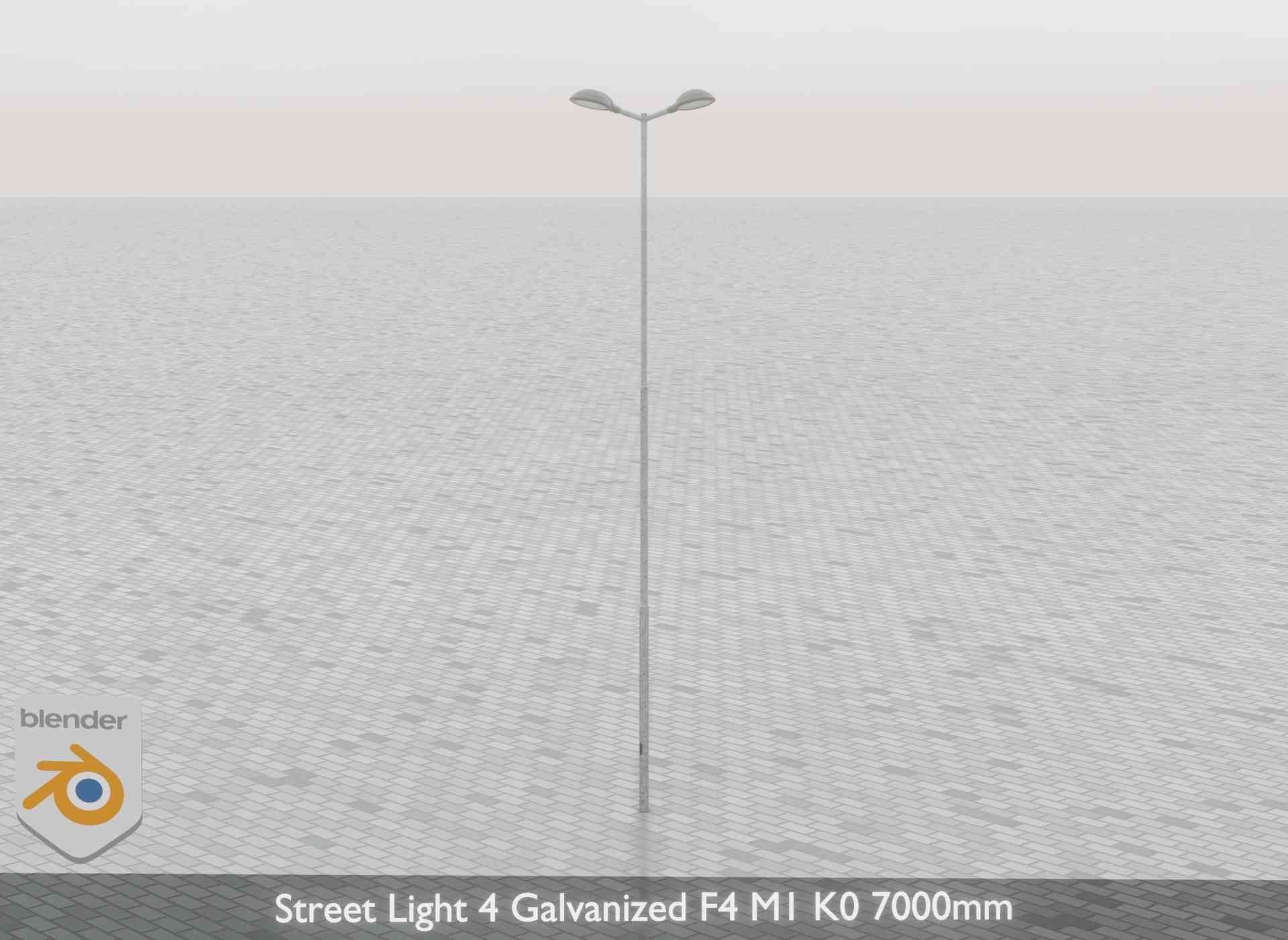 Street Light 4 Galvanized F4 M1 K0 7000mm Low-poly 3D model_65