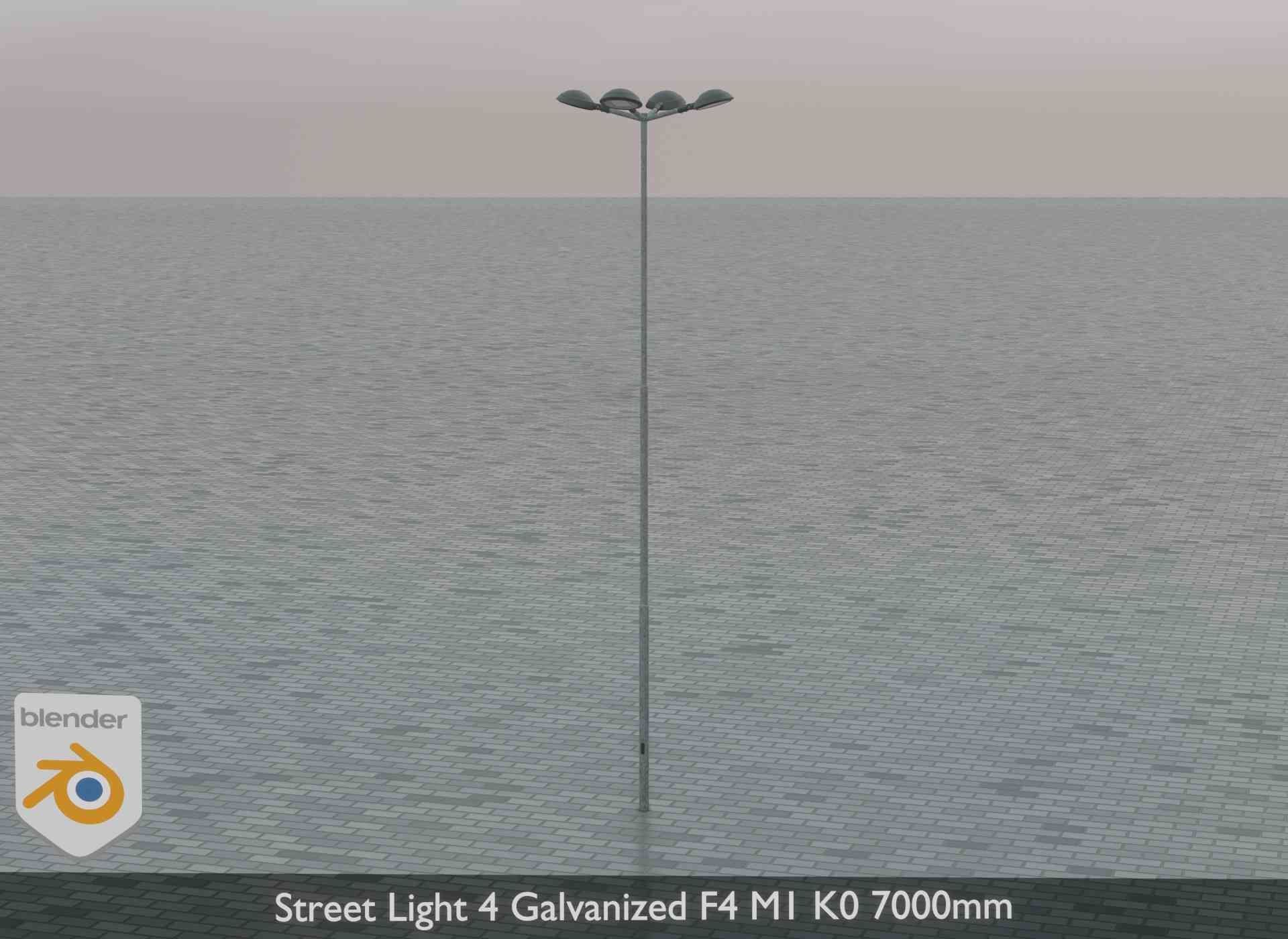 Street Light 4 Galvanized F4 M1 K0 7000mm Low-poly 3D model_2