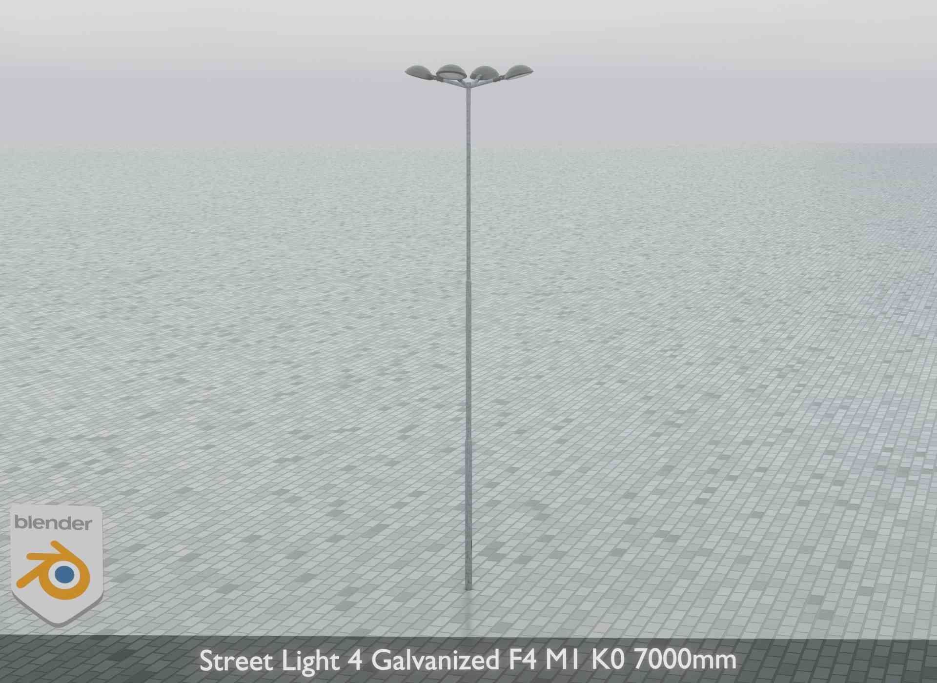 Street Light 4 Galvanized F4 M1 K0 7000mm Low-poly 3D model_12