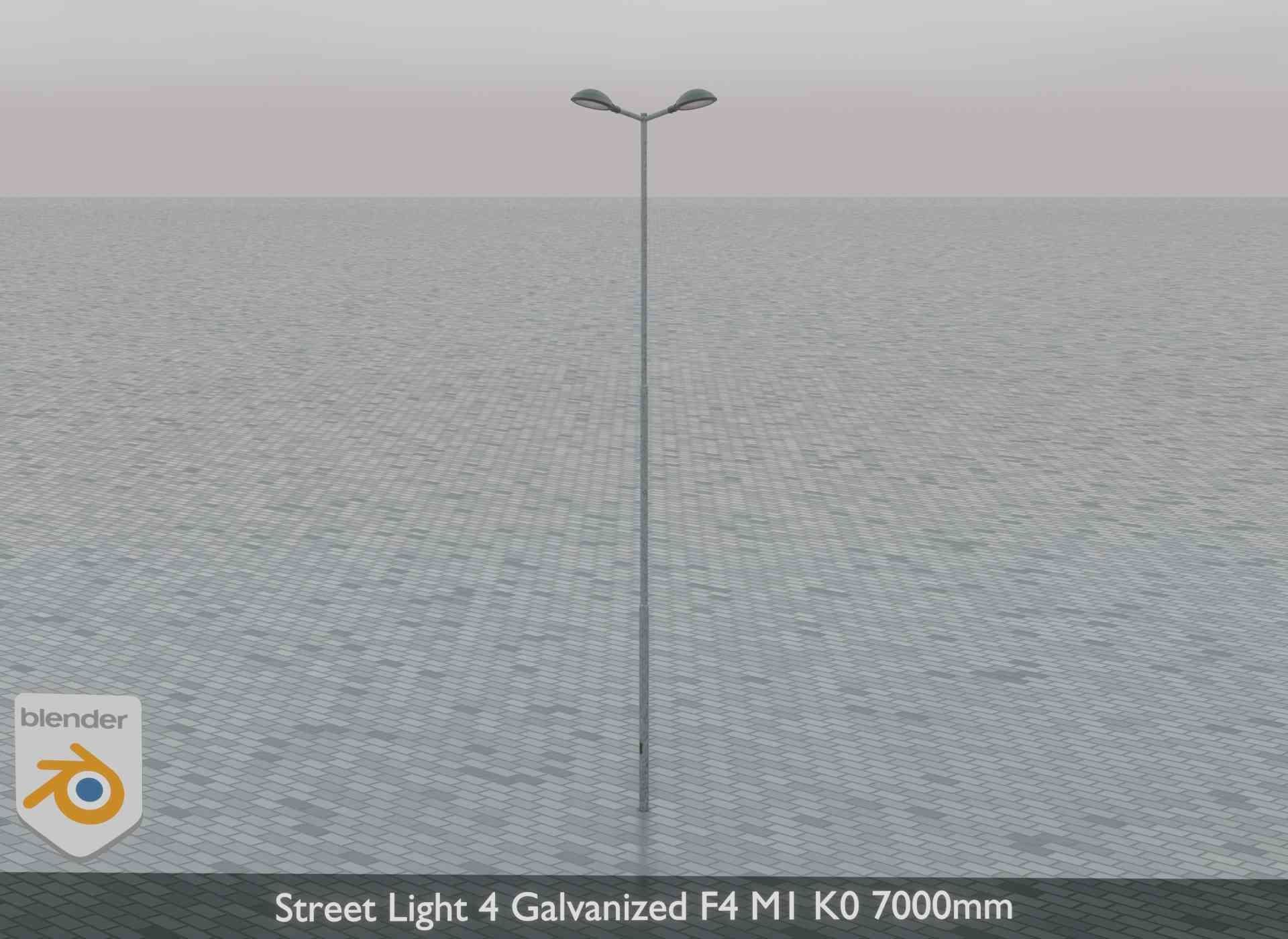 Street Light 4 Galvanized F4 M1 K0 7000mm Low-poly 3D model_5
