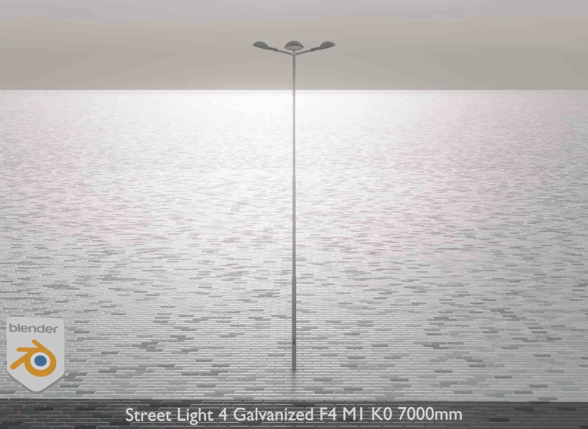 Street Light 4 Galvanized F4 M1 K0 7000mm Low-poly 3D model_0