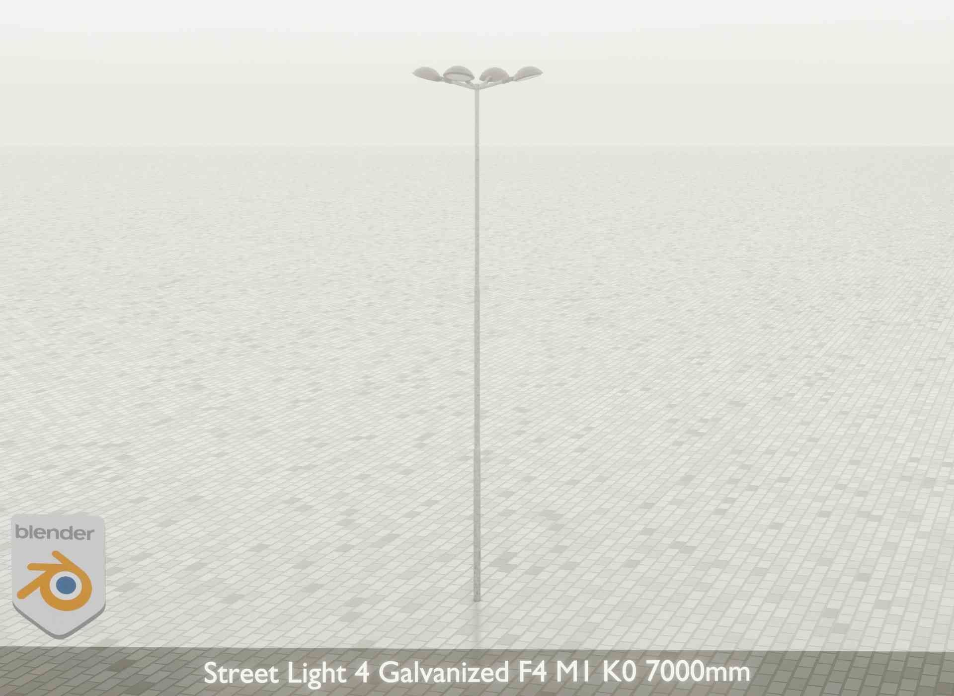 Street Light 4 Galvanized F4 M1 K0 7000mm Low-poly 3D model_52