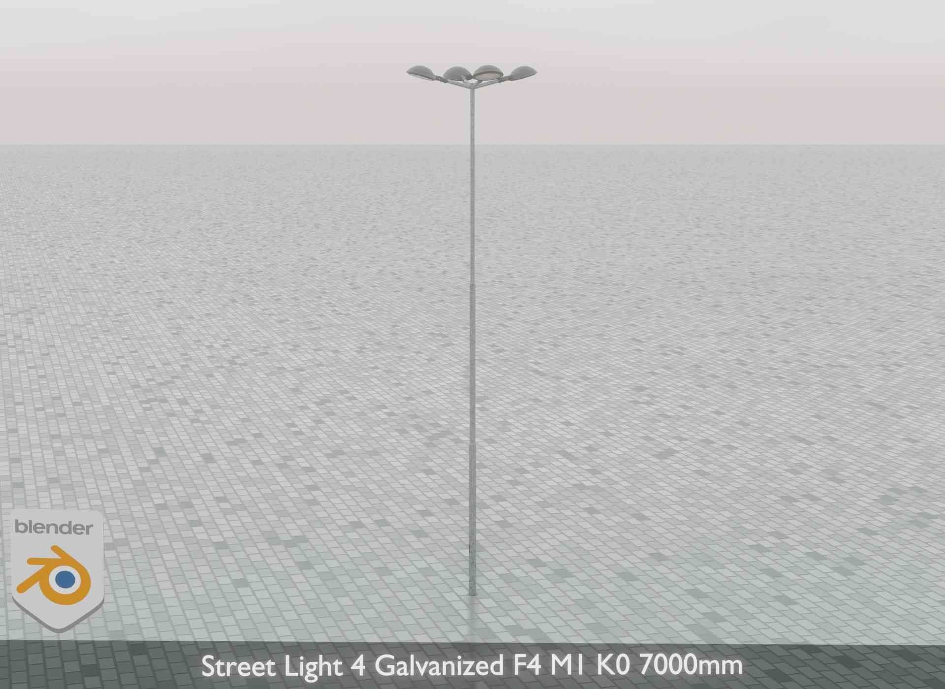 Street Light 4 Galvanized F4 M1 K0 7000mm Low-poly 3D model_68