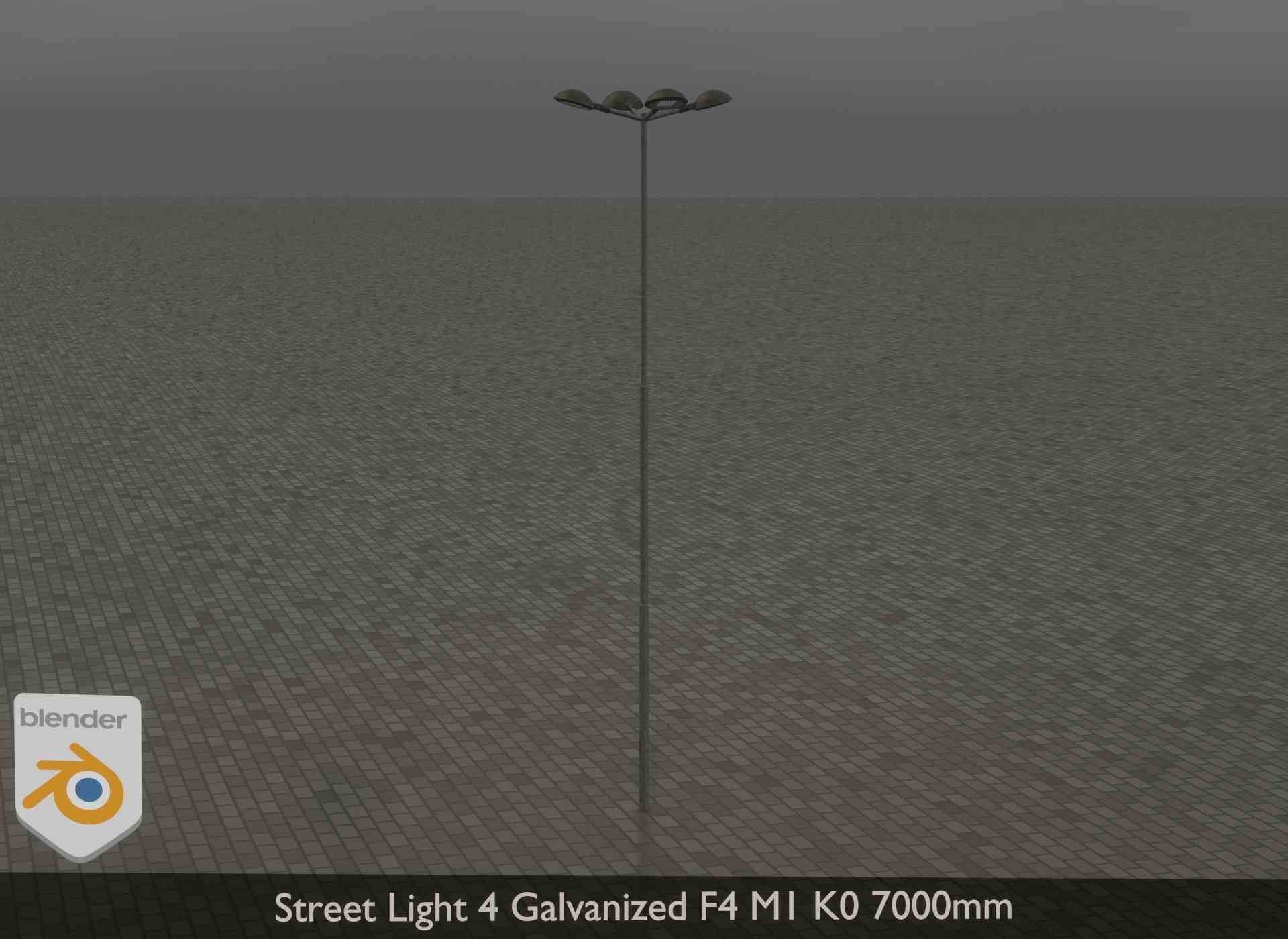 Street Light 4 Galvanized F4 M1 K0 7000mm Low-poly 3D model_28
